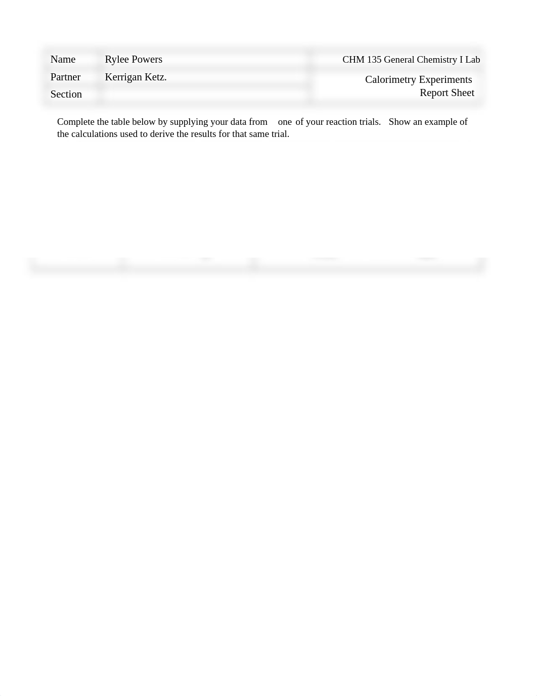 CHM 135 Calorimetry Report Sheet.docx_d7wjvz0yaar_page1