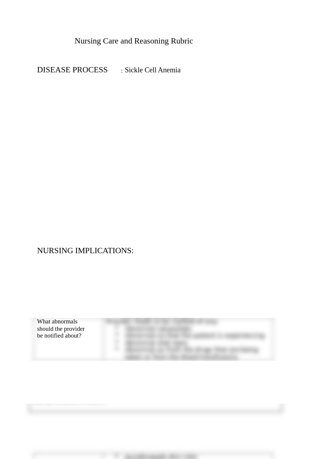 Sickle Cell - Nursing Care and Reasoning Rubric .docx_d7wjx5u5x4p_page1