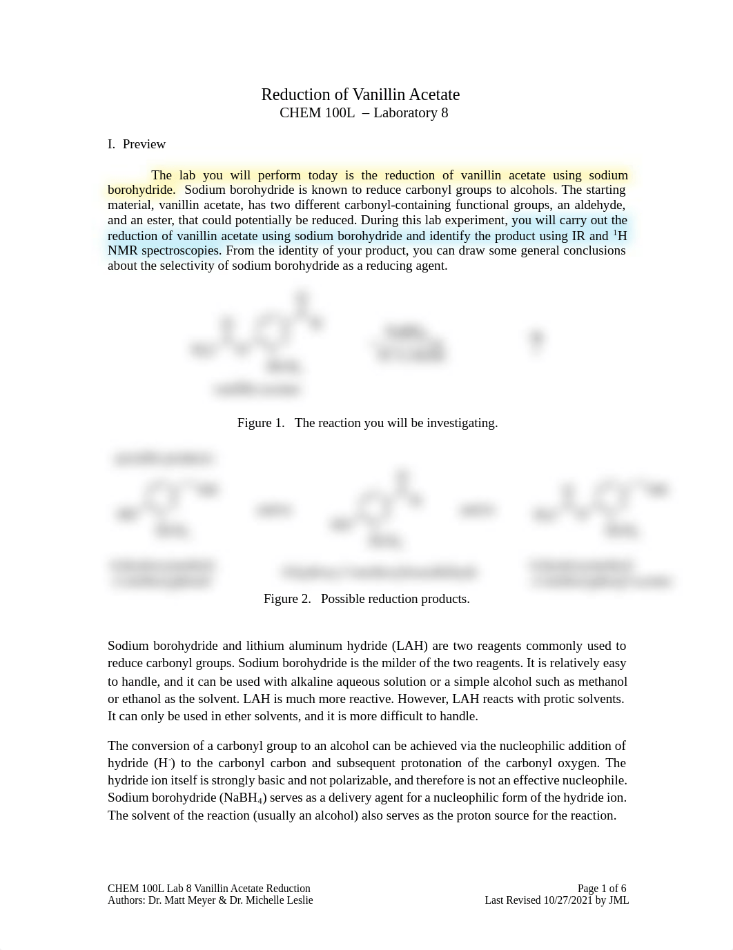 CHEM 100L Lab 8 Vanillin Acetate Reduction .pdf_d7wrwicng93_page1