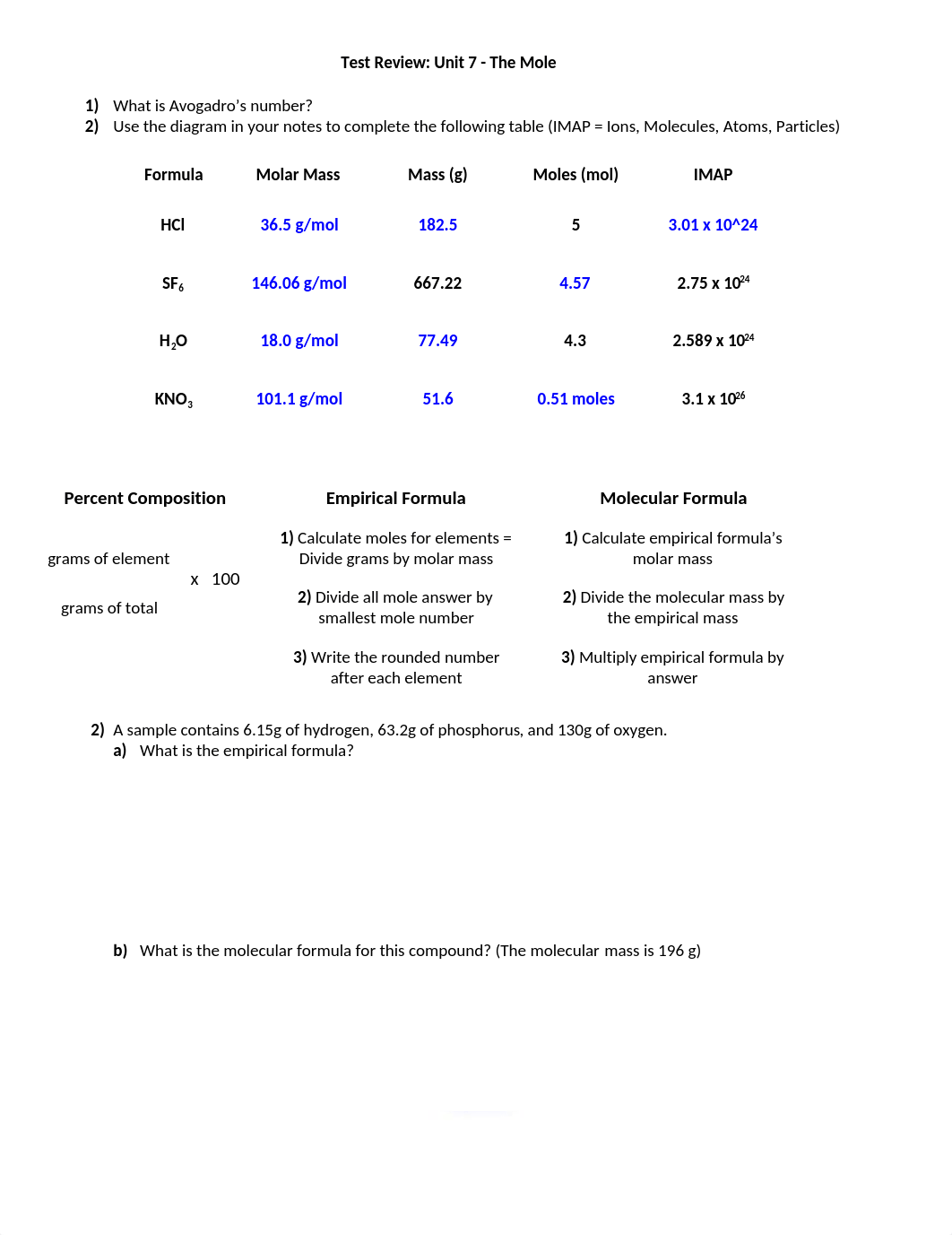 Answers - Test Review - Unit 7 The Mole.docx_d7x2ctgayen_page1