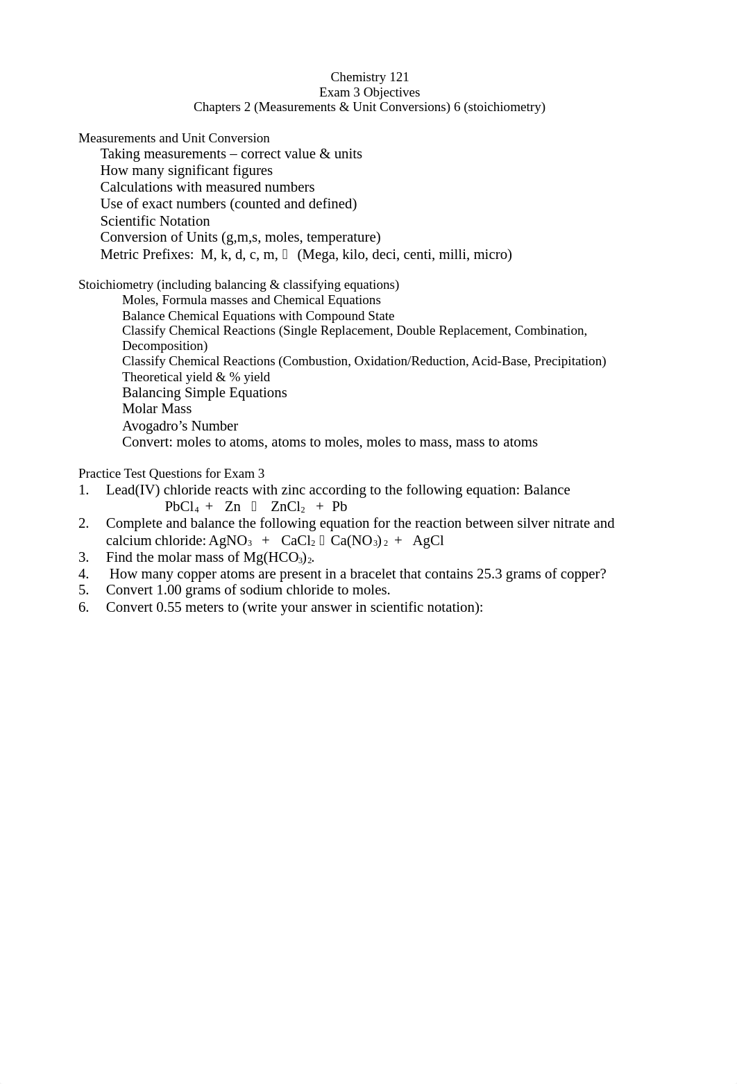 CHEM121 Exam 3 Objectives&PracticeF19.doc_d7xcmm5iuvq_page1