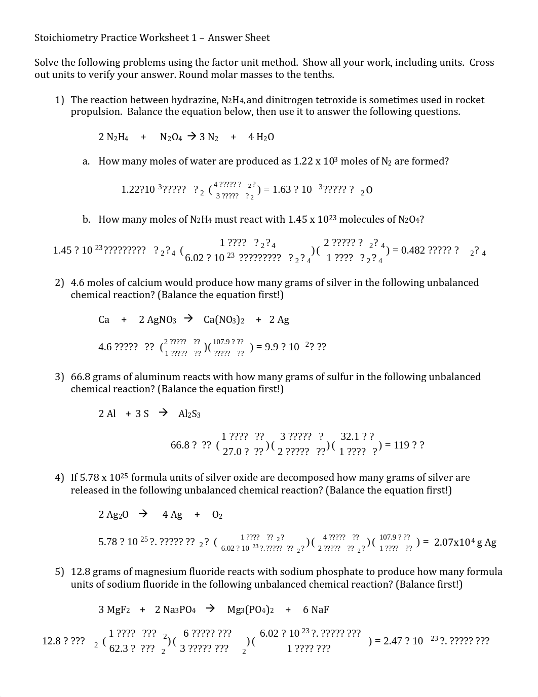 Stoichiometry Worksheet 1-Answer Sheet.pdf_d7ykuf9cvag_page1