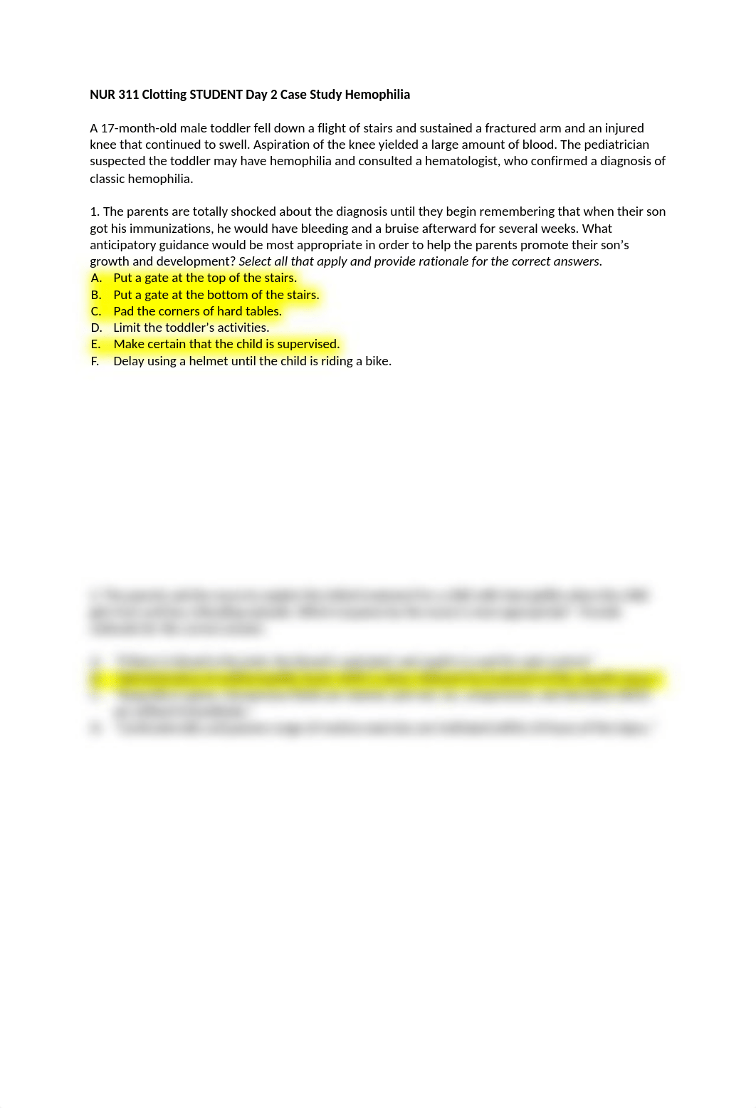 NUR 311 Clotting STUDENT Day 2 Case Study Hemophilia(2).docx_d7z4u31x27e_page1