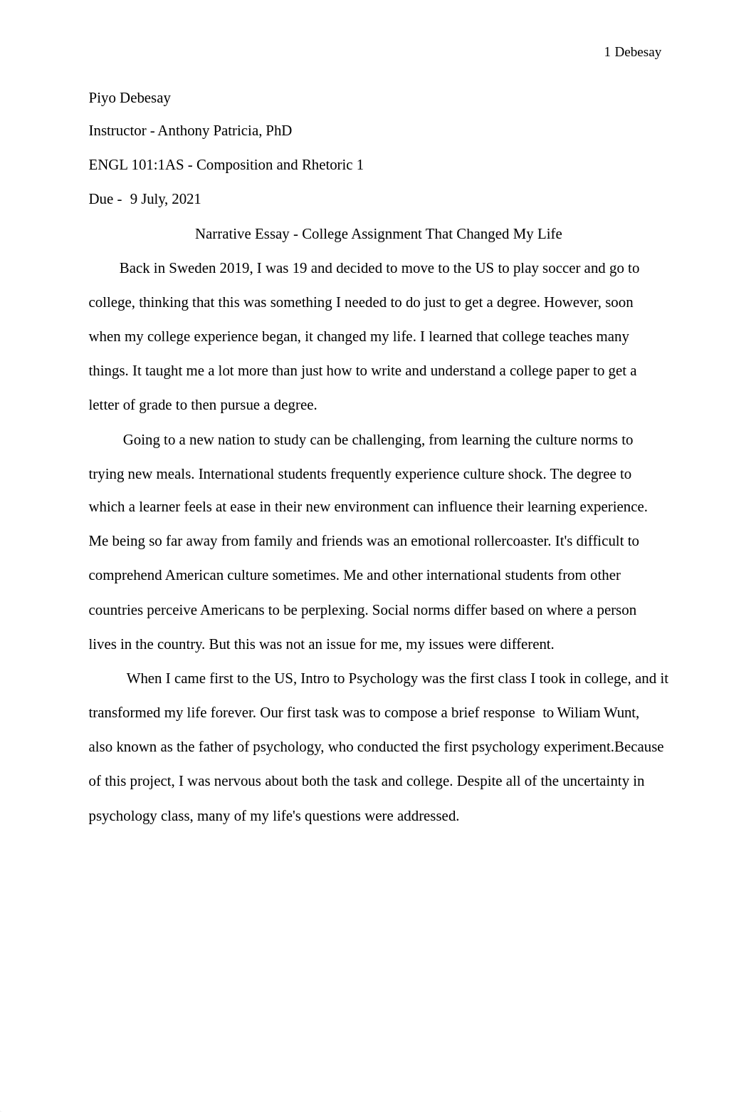 Narrative Essay - College Assignment That Changed My Life (2).pdf_d7zjaj1a61f_page1