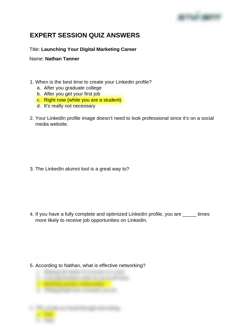 Chapter 10  Expert Session - Launching Your Digital Marketing Career Expert Sessions Quiz (1).docx_d7zmc1c3w5h_page1