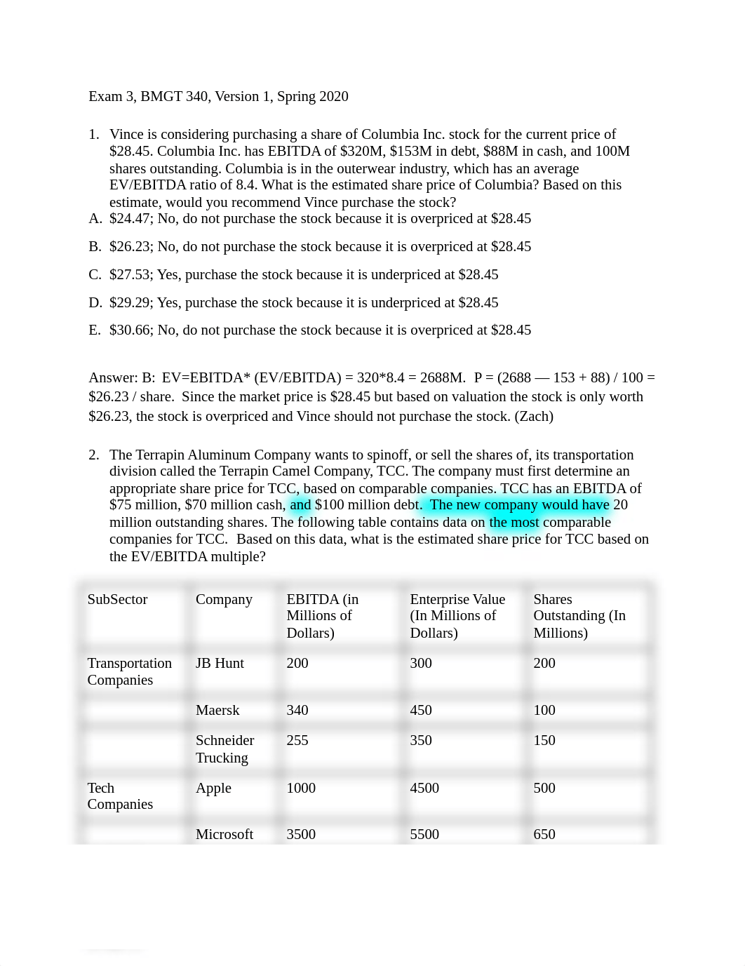 Exam 3, Version 1, BMGT 340, Sp20.docx_d803l9qadof_page1