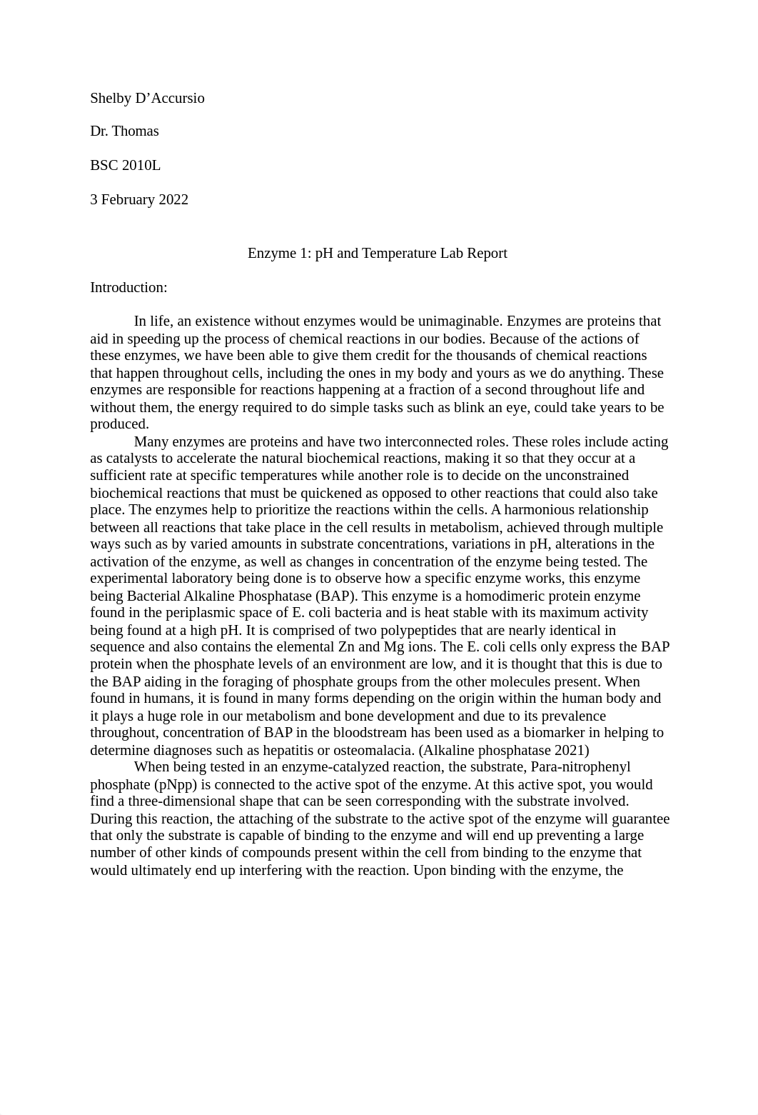 Lab 3- Enzymes I Lab Report .docx_d80i99h5fy7_page1