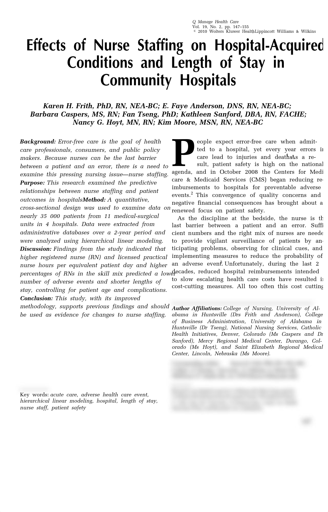 Effects of Nurse Staffing on Hospital-Acquired Conditions and Length of Stay in Community Hospitals._d82h8by0kuq_page1