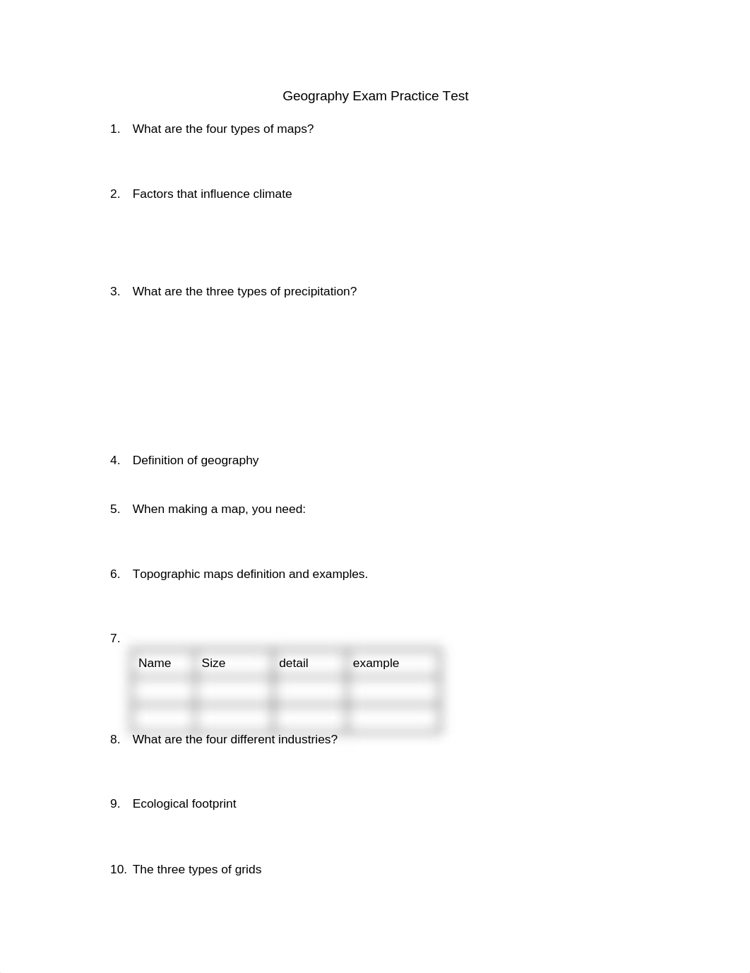 Geography Exam Practice Test_d82t1o2y541_page1