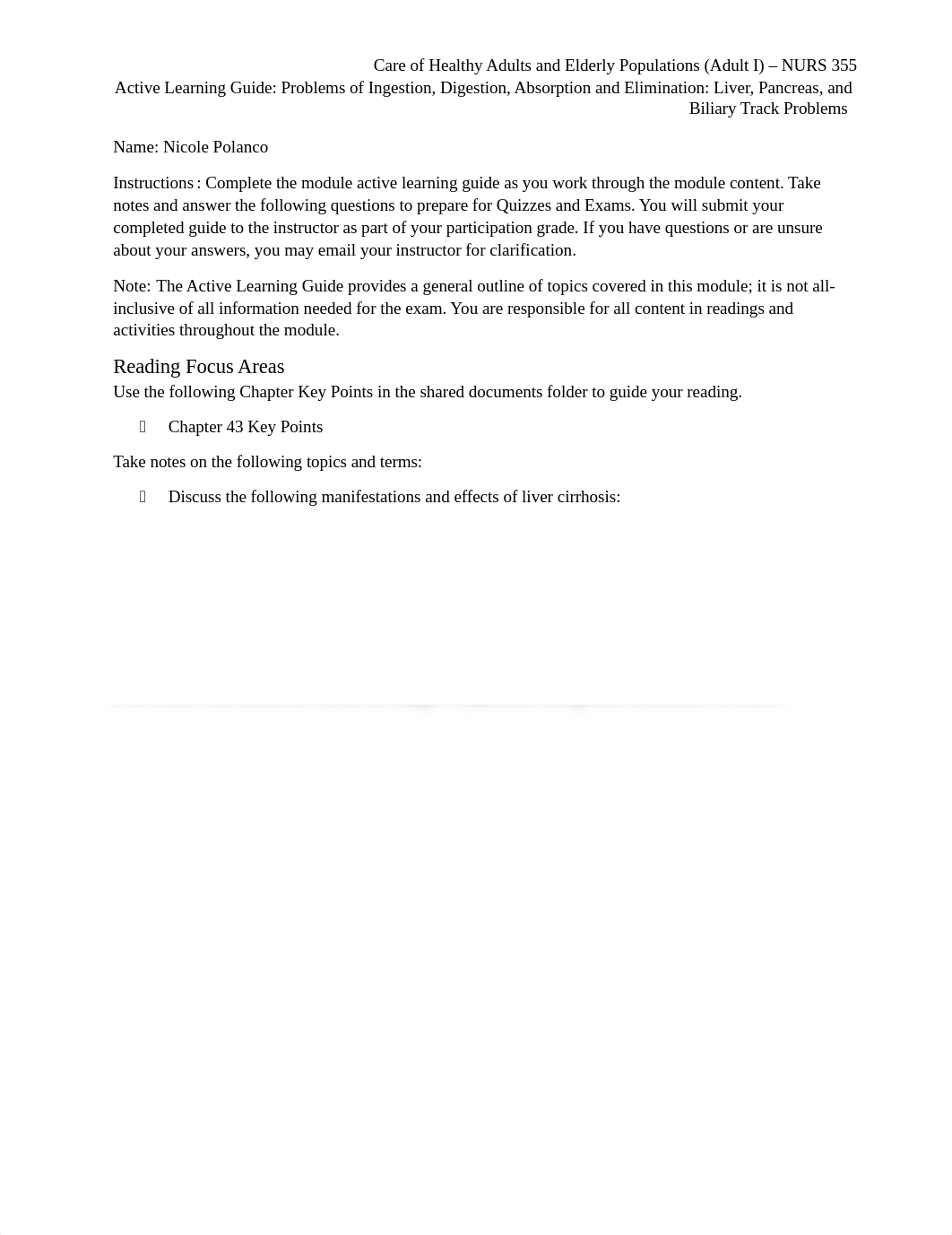 Active Learning Guide - Problems of Ingestion, Digestion, Absorption and Elimination - Liver, Pancre_d836g0q4zag_page1