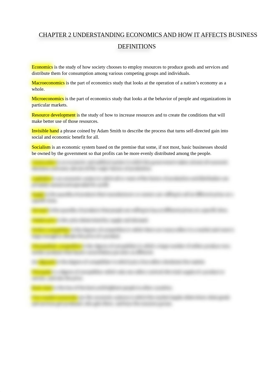 CHAPTER 2 UNDERSTANDING ECONOMICS AND HOW IT AFFECTS BUSINESS Definitions.docx_d838htq6193_page1