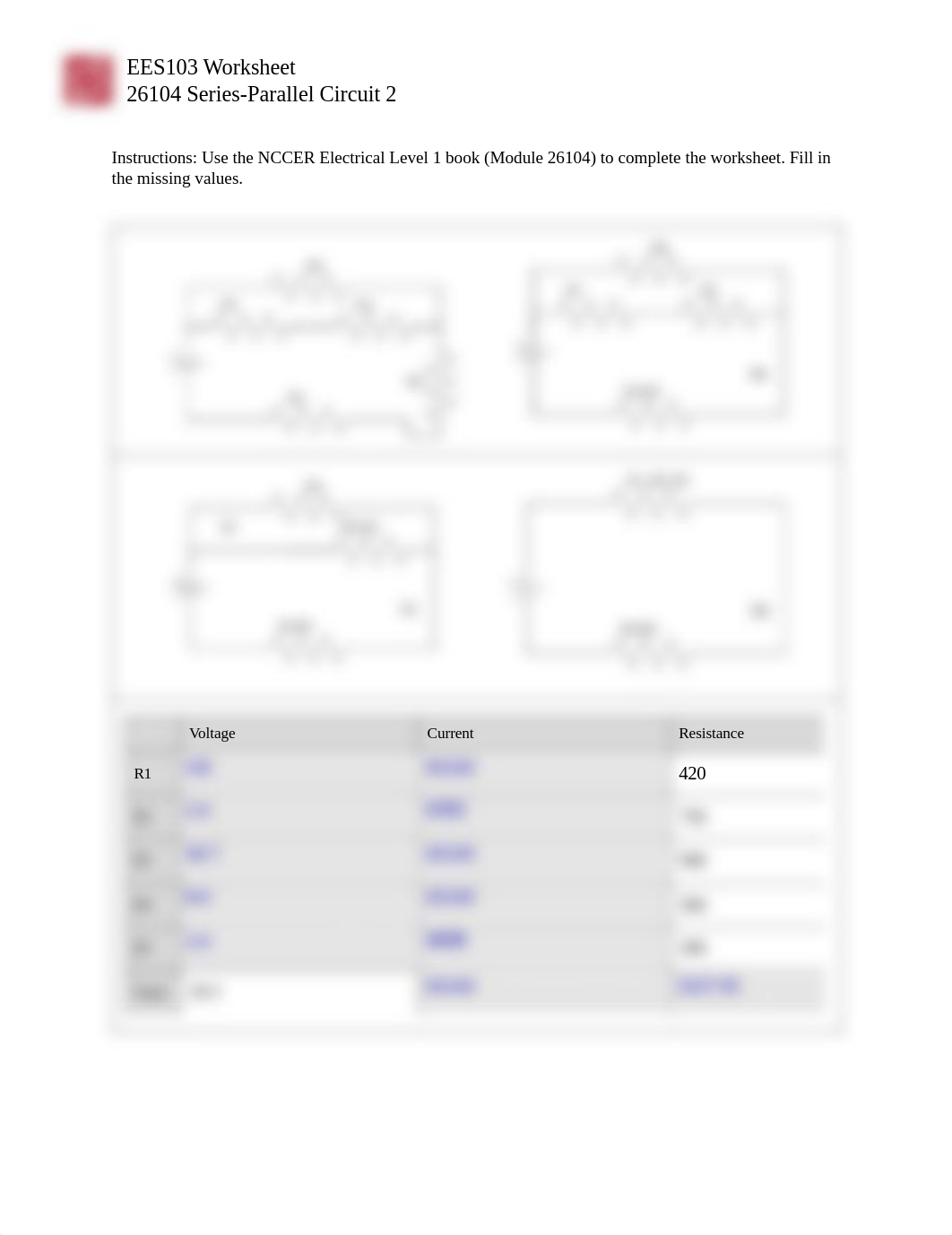 Week 2 Worksheet 26104 Series-Parallel Circuit 2 (1).pdf_d83t3b6sjpo_page1