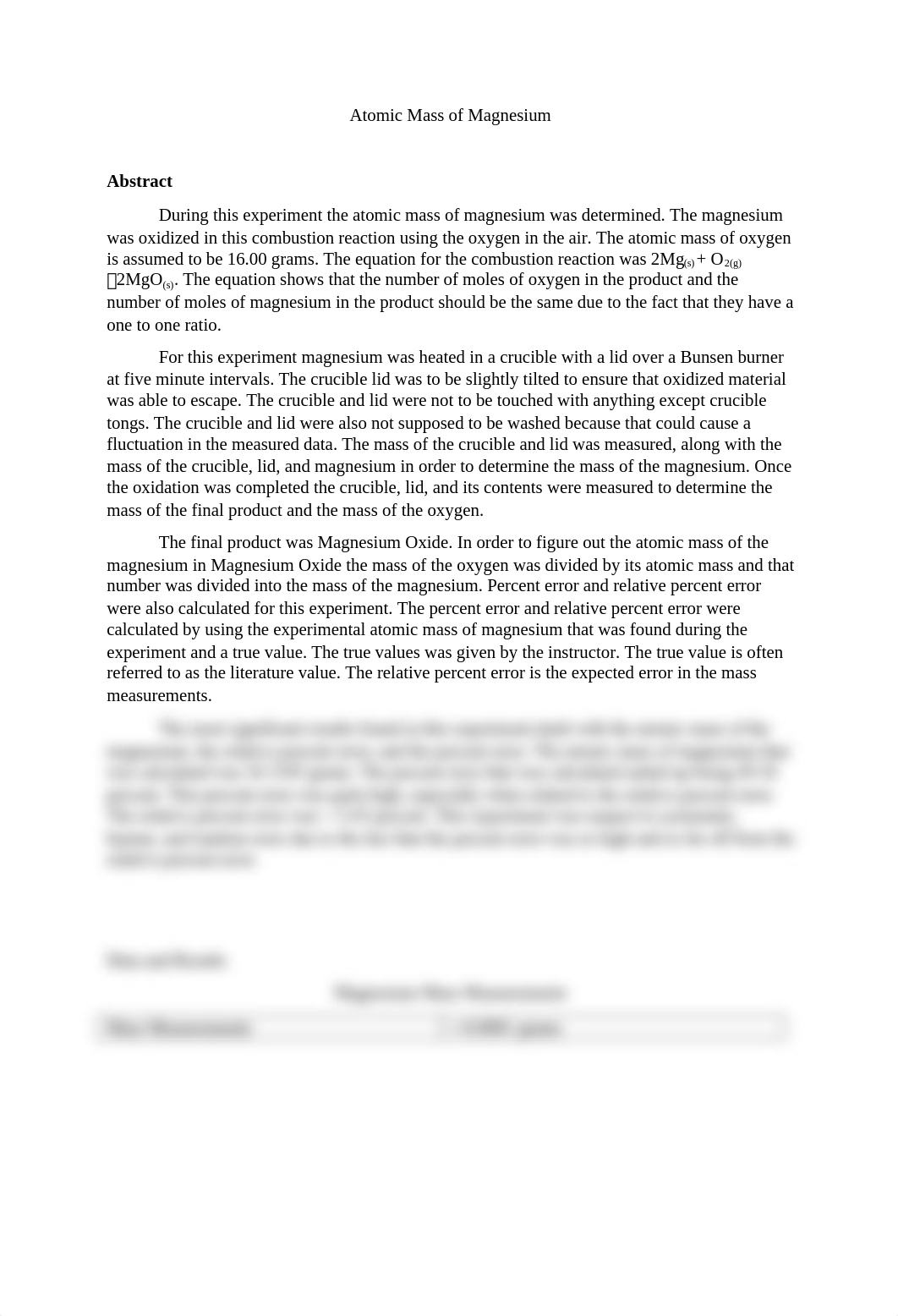 Atomic Mass of Magnesium Lab Report_d857w96ui4u_page1