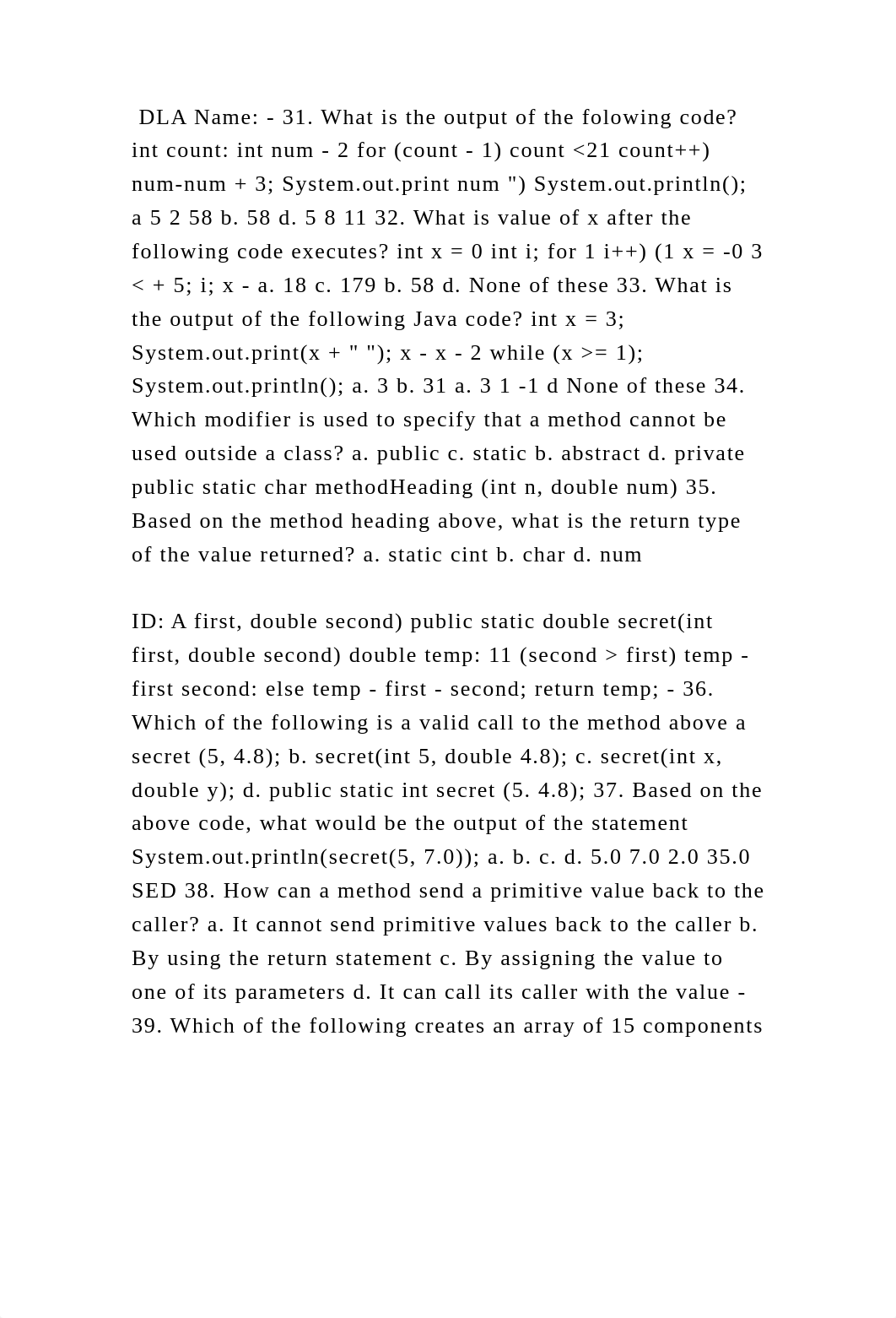 DLA Name - 31. What is the output of the folowing code int count i.docx_d85c2neqicu_page2