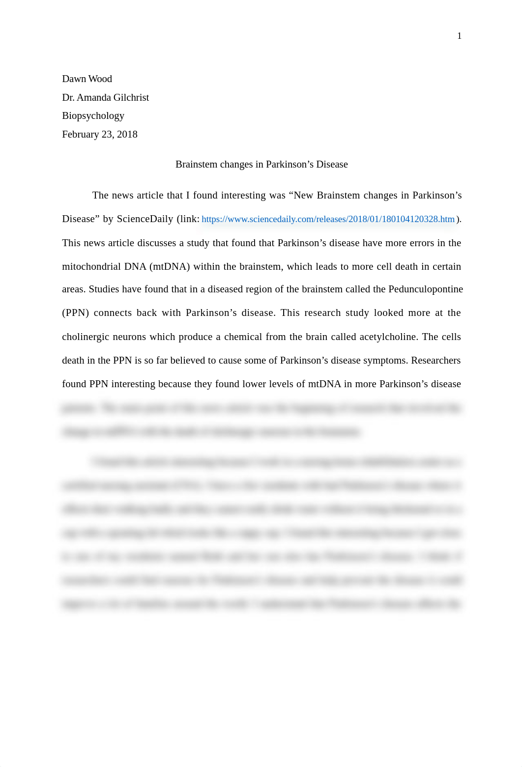 Biopsychology Parkinson's disease paper.docx_d8628k82a61_page1