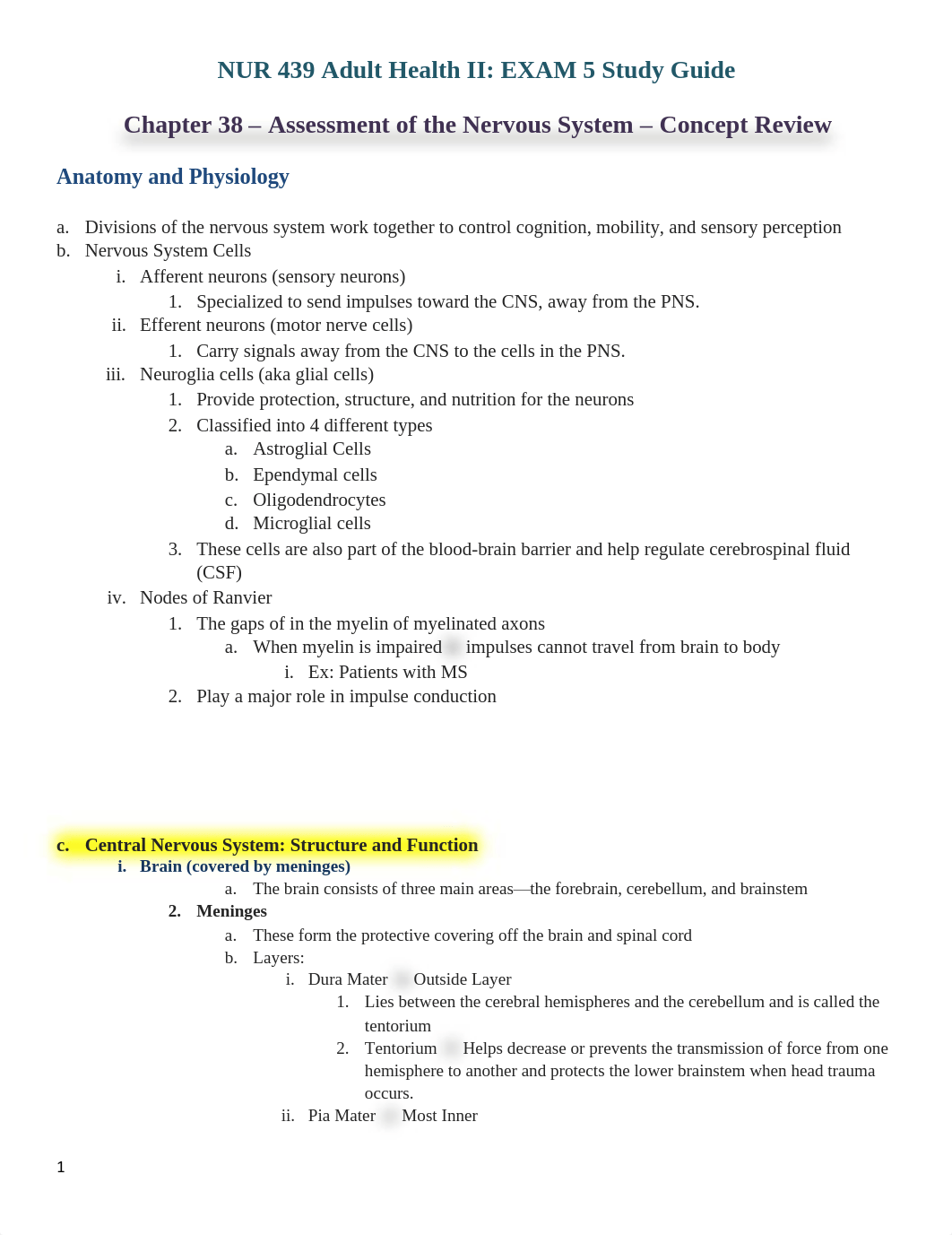 NUR 439 Exam 5_ Neuro Exam Concept Based Learning Objectives.pdf_d865msk37vd_page1