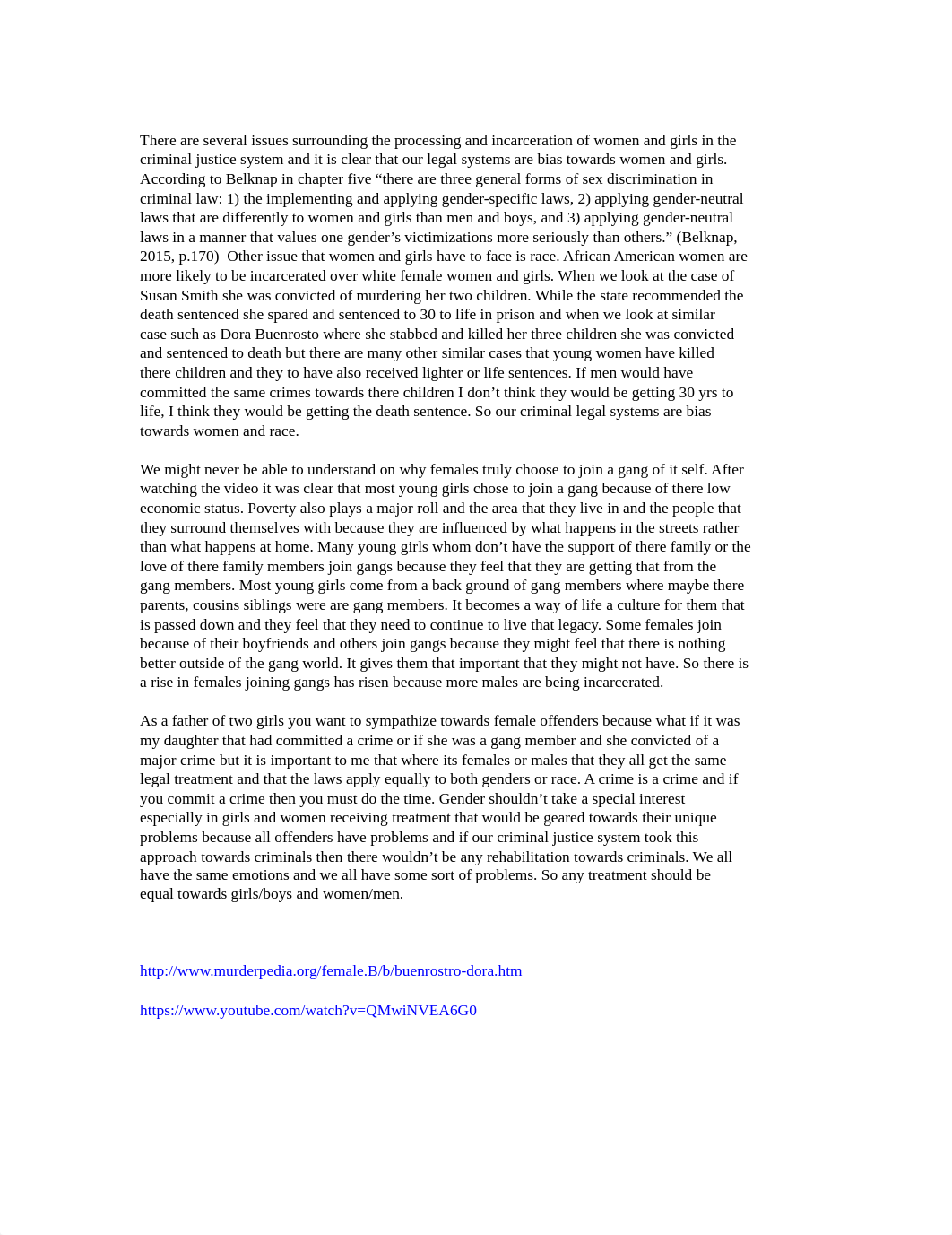 There are several issues surrounding the processing and incarceration of women and girls in the crim_d86az6sb9kv_page1