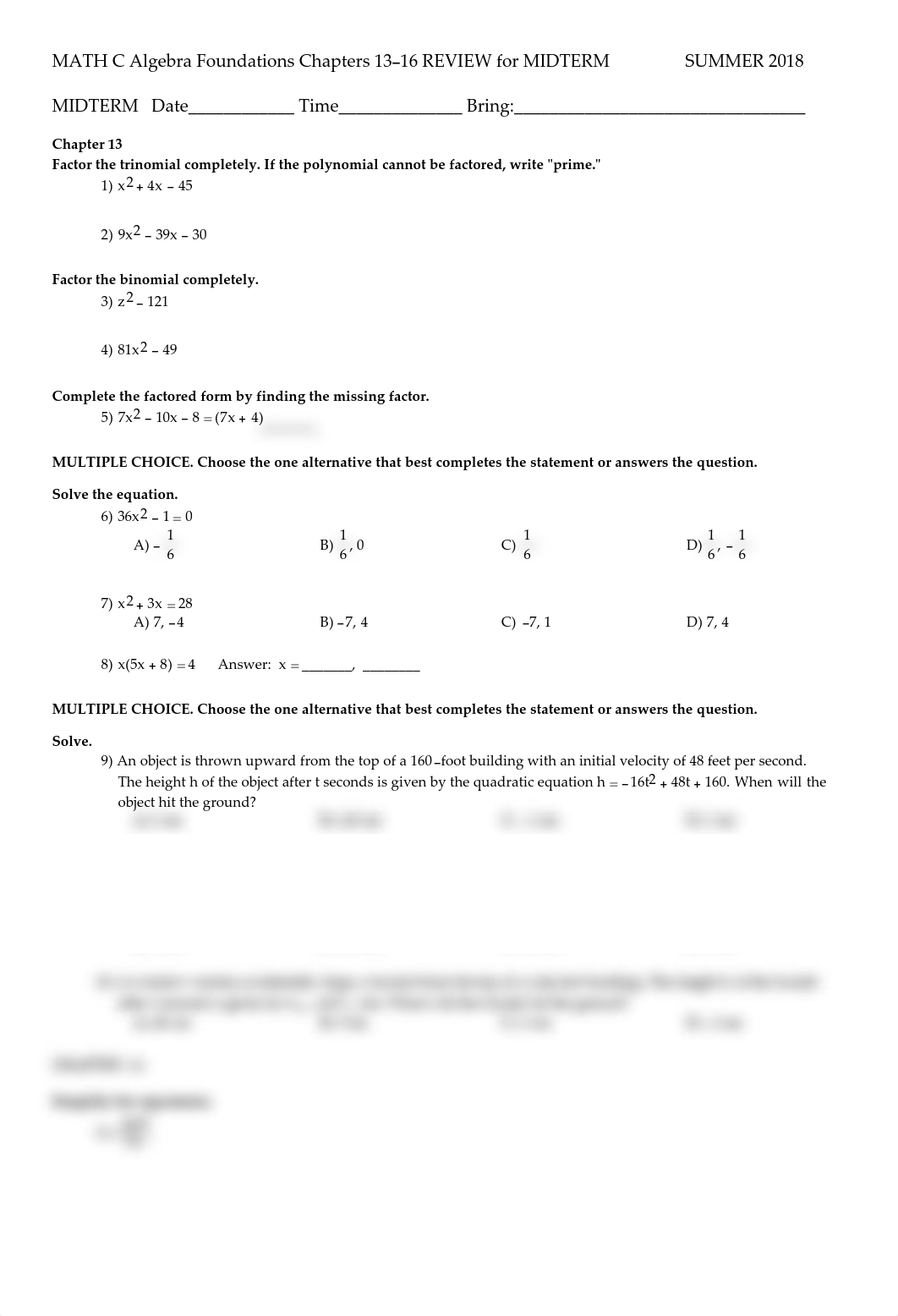 MATH C Midterm REVIEW _AlgebraFoundations_Ch13-16 U18_KEY.pdf_d87t6bb6nbe_page1