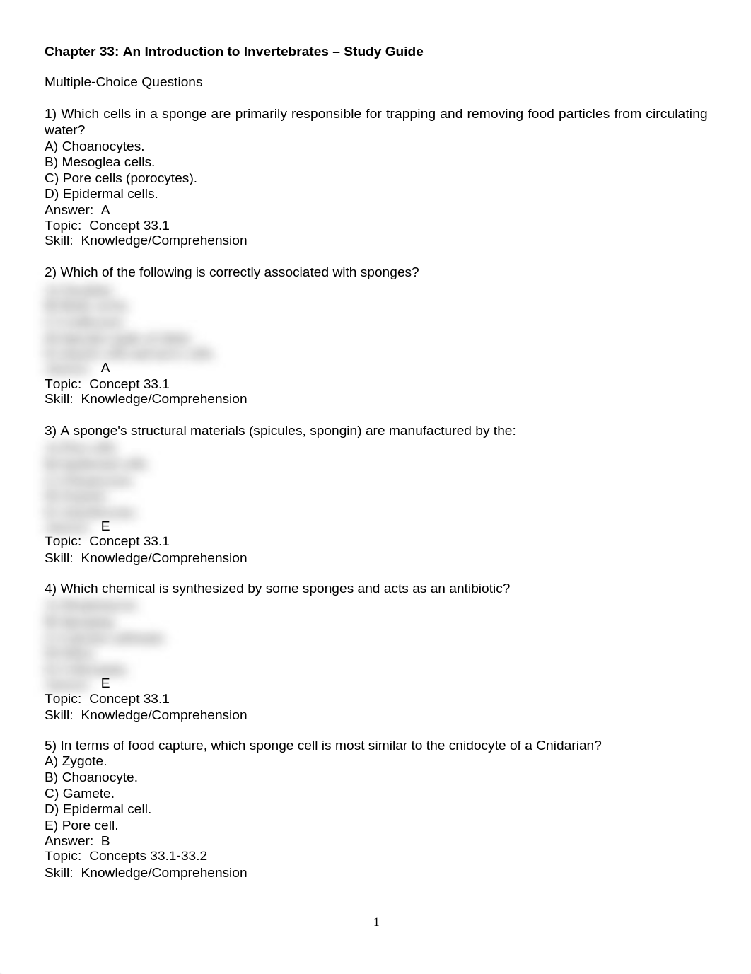 Chapter 33. An Introduction to Invertebrates - Study Guide_d892iypu071_page1