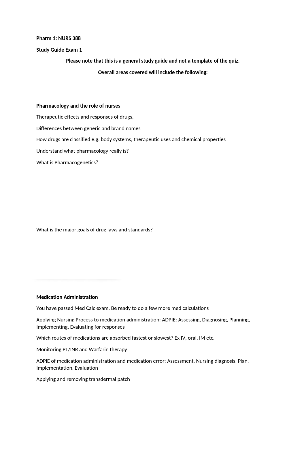 Pharm 1 Exam 1 Study Guide Fall 2020.docx_d89dhvsf7de_page1