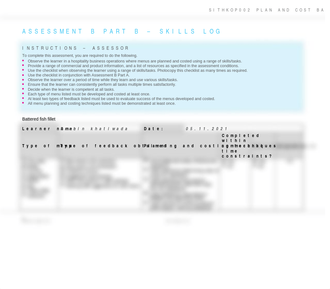 SITHKOP002_Assessment B_Part B_Skills_log_ANSWER_V2-1 (1).docx_d89grjlv6n9_page1