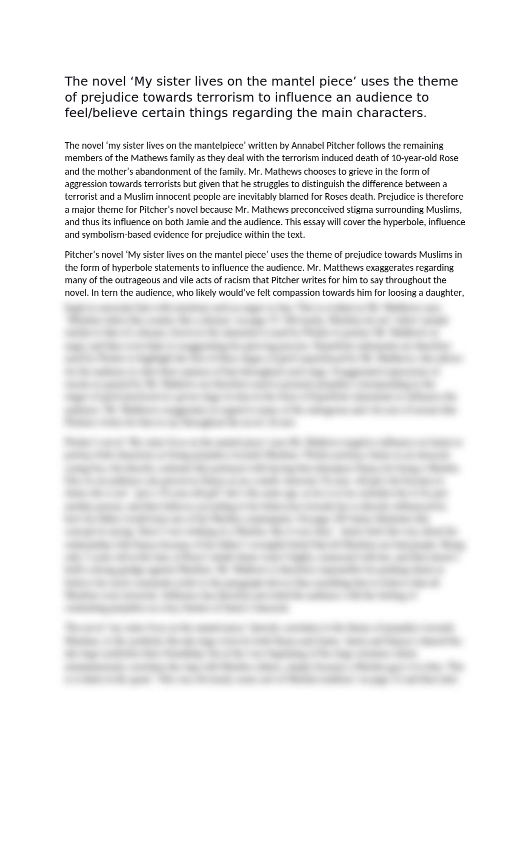 My sister lives on the mantepeice essay.docx_d89tysl7p31_page1