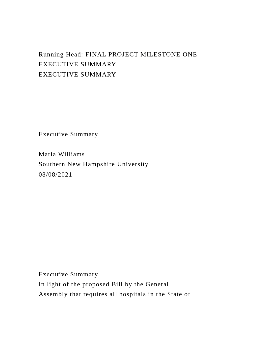 Running Head FINAL PROJECT MILESTONE ONE EXECUTIVE SUMMARY     .docx_d8am3fhcvau_page2