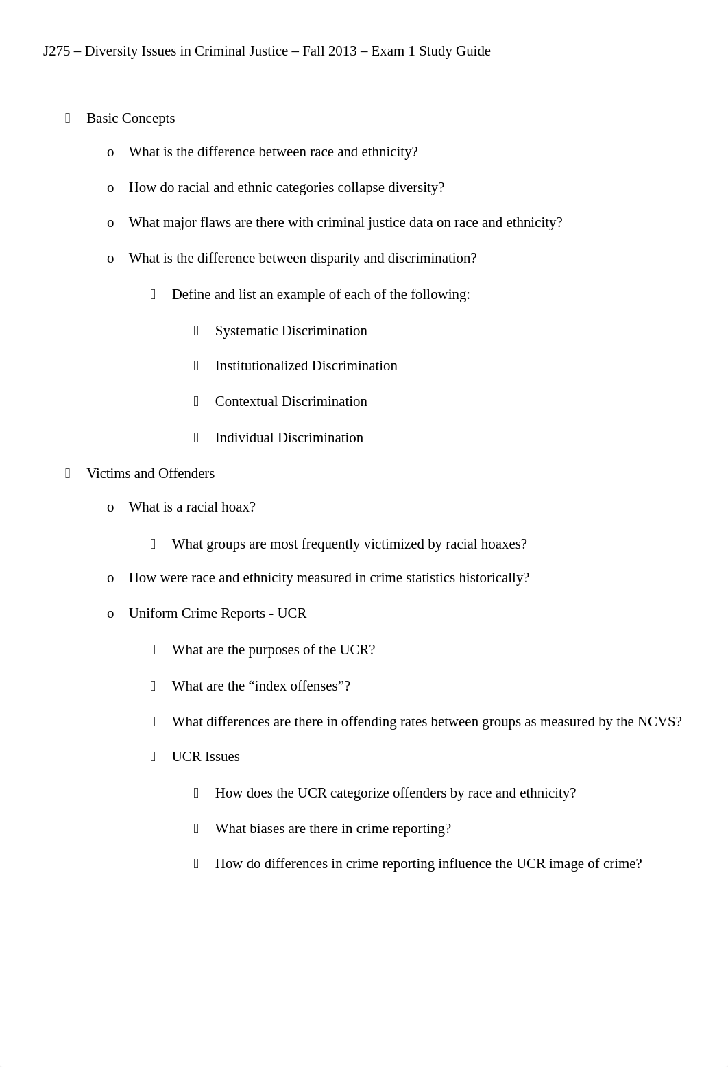 Exam Study Guide Over Diversity Issues in Criminal Justice_d8apnukmg94_page1