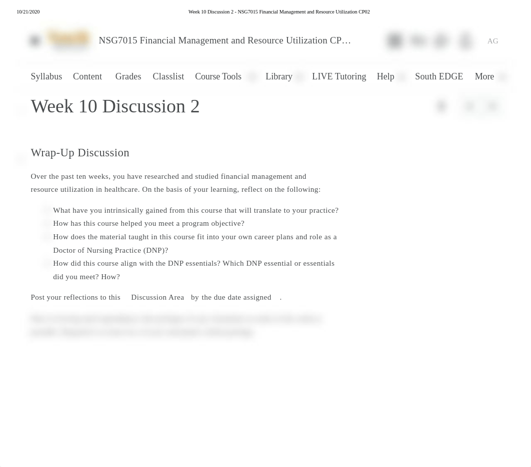 Week 10 Discussion 2 - NSG7015 Financial Management and Resource Utilization CP02.pdf_d8be58fl07c_page1