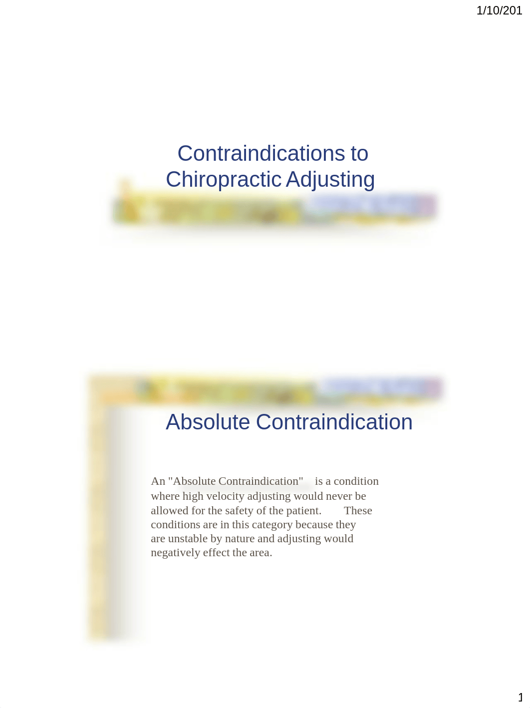 TECH 2712 Week 9 - Relative &amp; Absolute Contraindications_d8bhvpf8rt7_page1