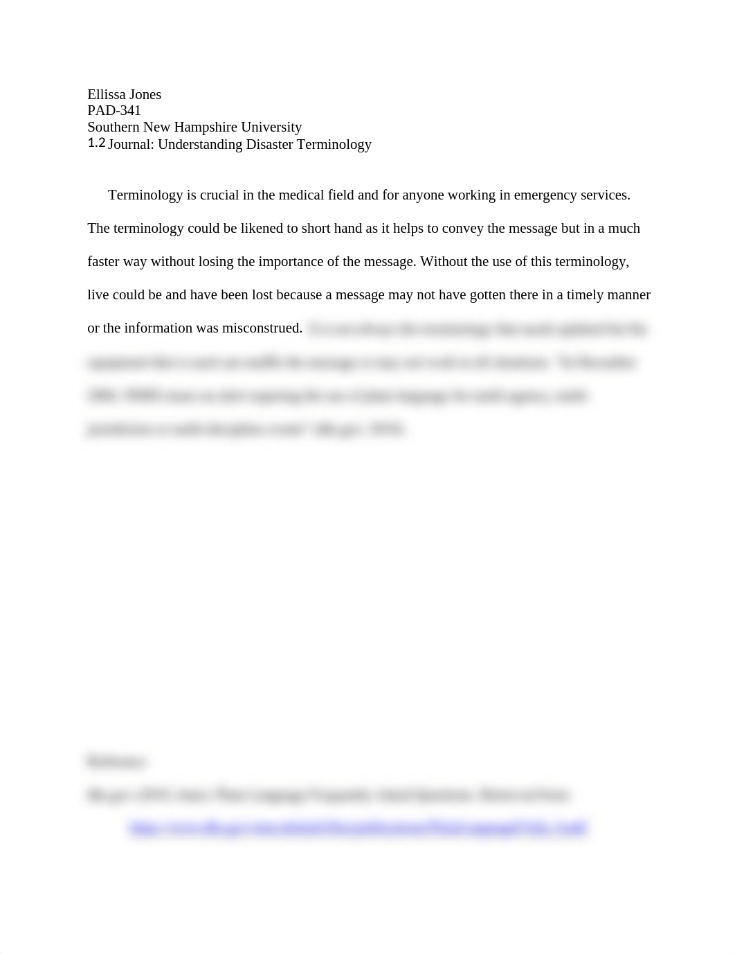 Ellissa Jones PAD 341 Journal 1_2 Understanding Disaster Terminology.docx_d8d5w2hjroc_page1