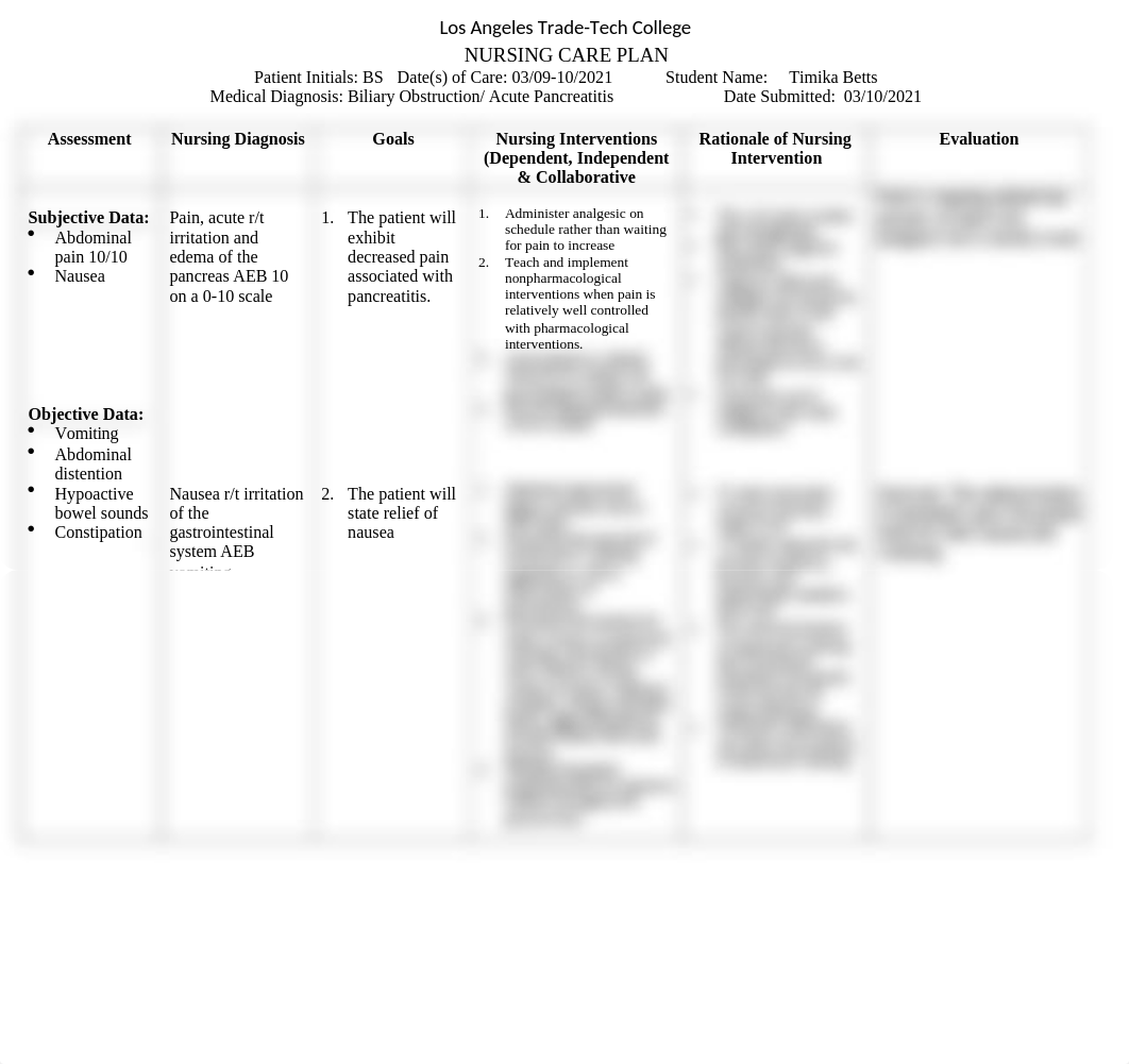 Careplan for Biliary Obstruction: Acute Pancreatitis .docx_d8dk3qyu5fn_page1