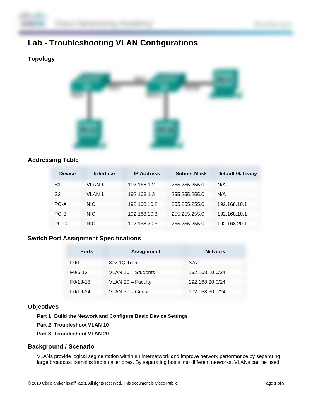 6.2.3.9 Lab - Troubleshooting VLAN Configurations.docx_d8dl6ne4can_page1