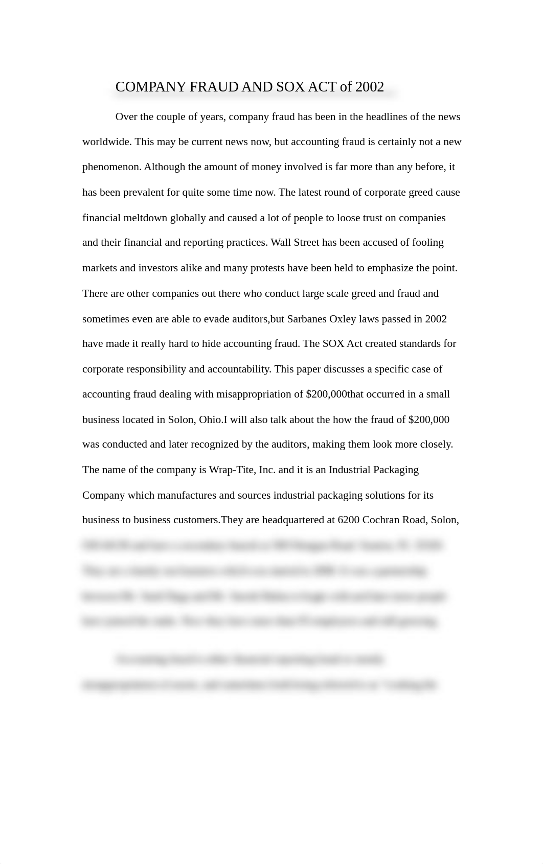 COMPANY FRAUD AND SOX ACT of 2002_d8dlo91oap0_page1