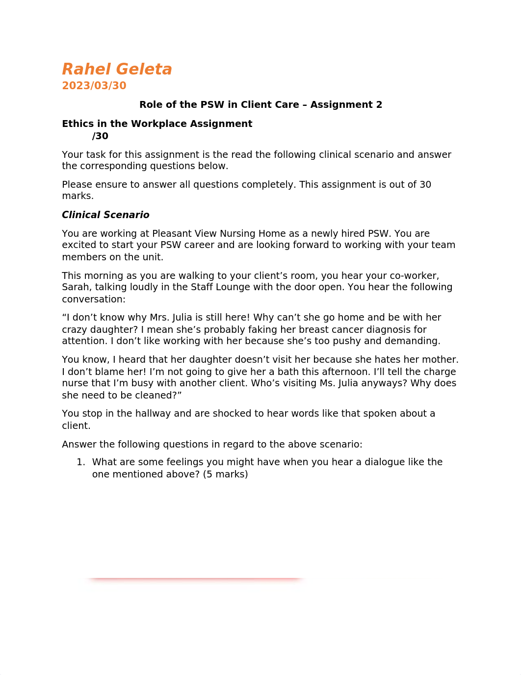 Role of the PSW in Client Care-Assignment 2 Rahel Geleta.docx_d8e74mms36b_page1