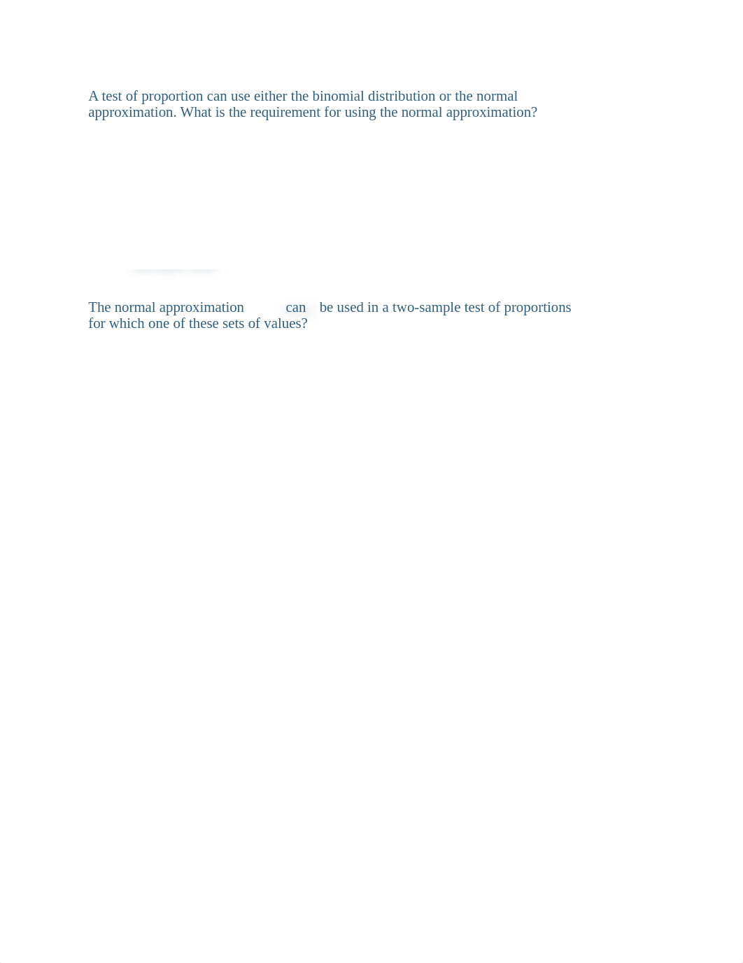 A test of proportion can use either the binomial distribution or the normal approximation.docx_d8eb39tj2og_page1