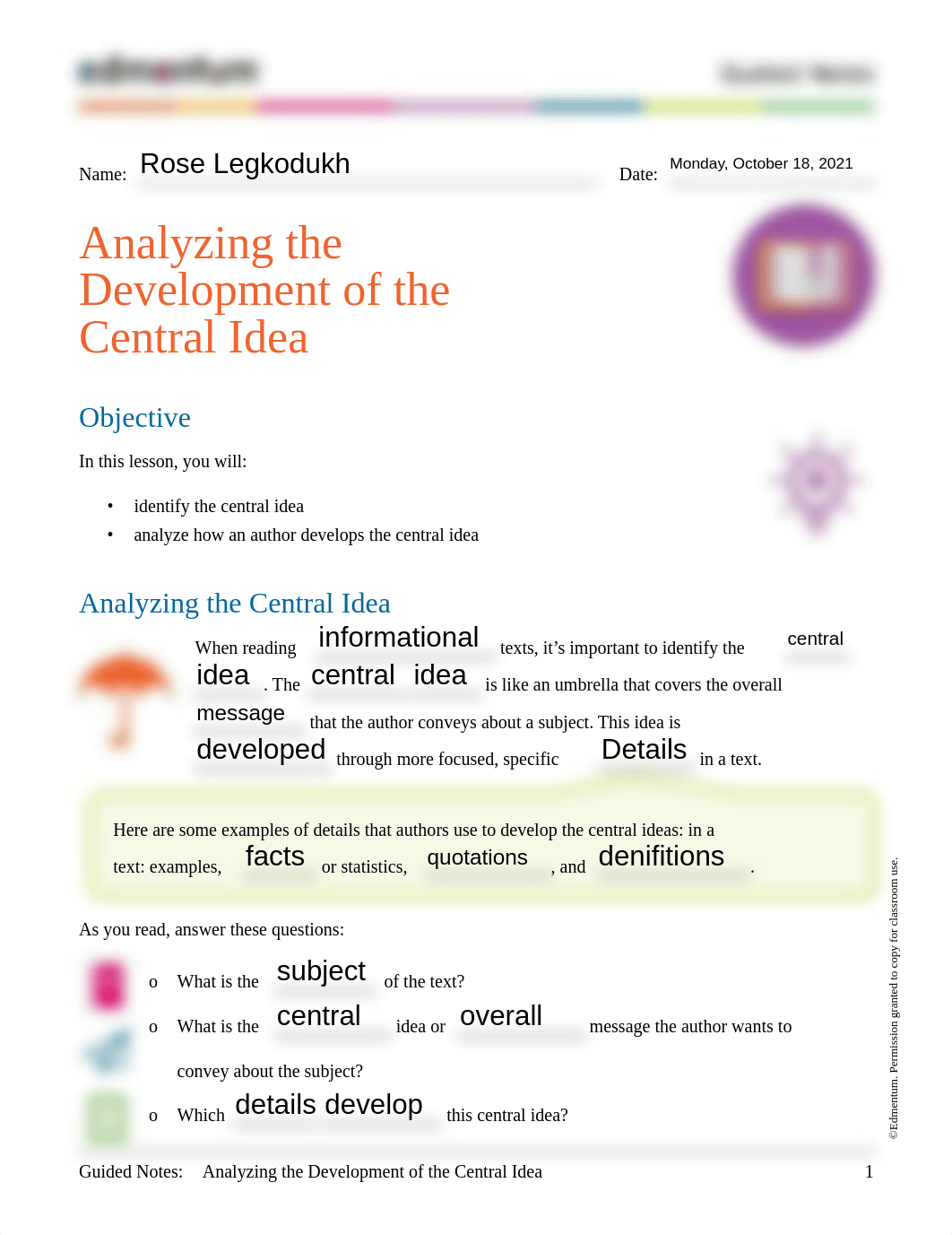 Analyzing the Development of the Central Idea.pdf_d8ebi8yw1e9_page1