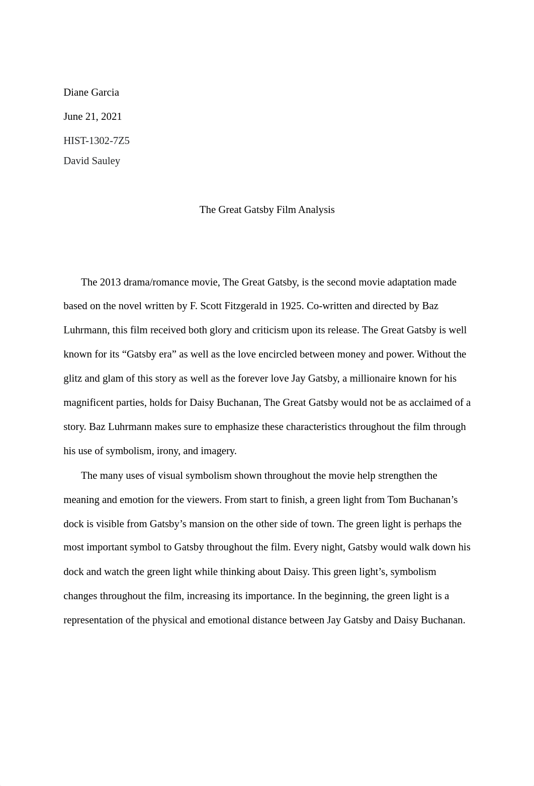 The Great Gatsby Film Analysis - Diane Garcia.docx_d8enofqjsfc_page1