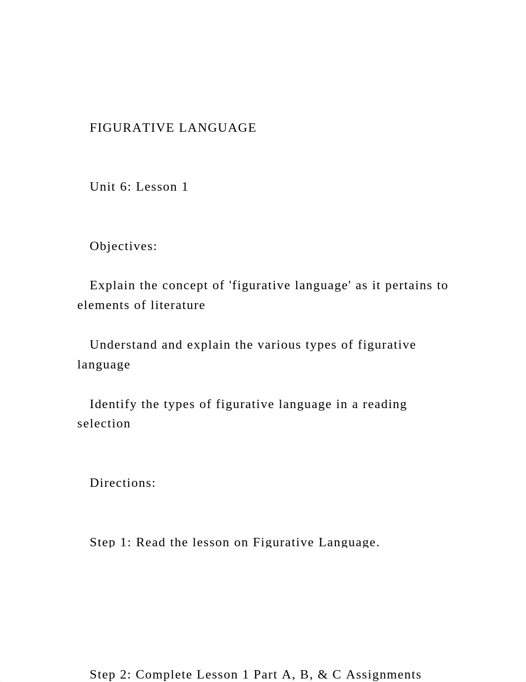 FIGURATIVE LANGUAGE     Unit 6 Lesson 1     Objective.docx_d8eyy9pybx0_page2