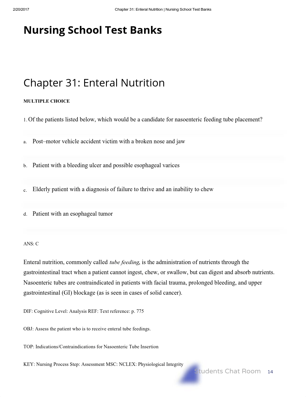 Chapter 31_ Enteral Nutrition _ Nursing School Test Banks_d8f402kqcr4_page1