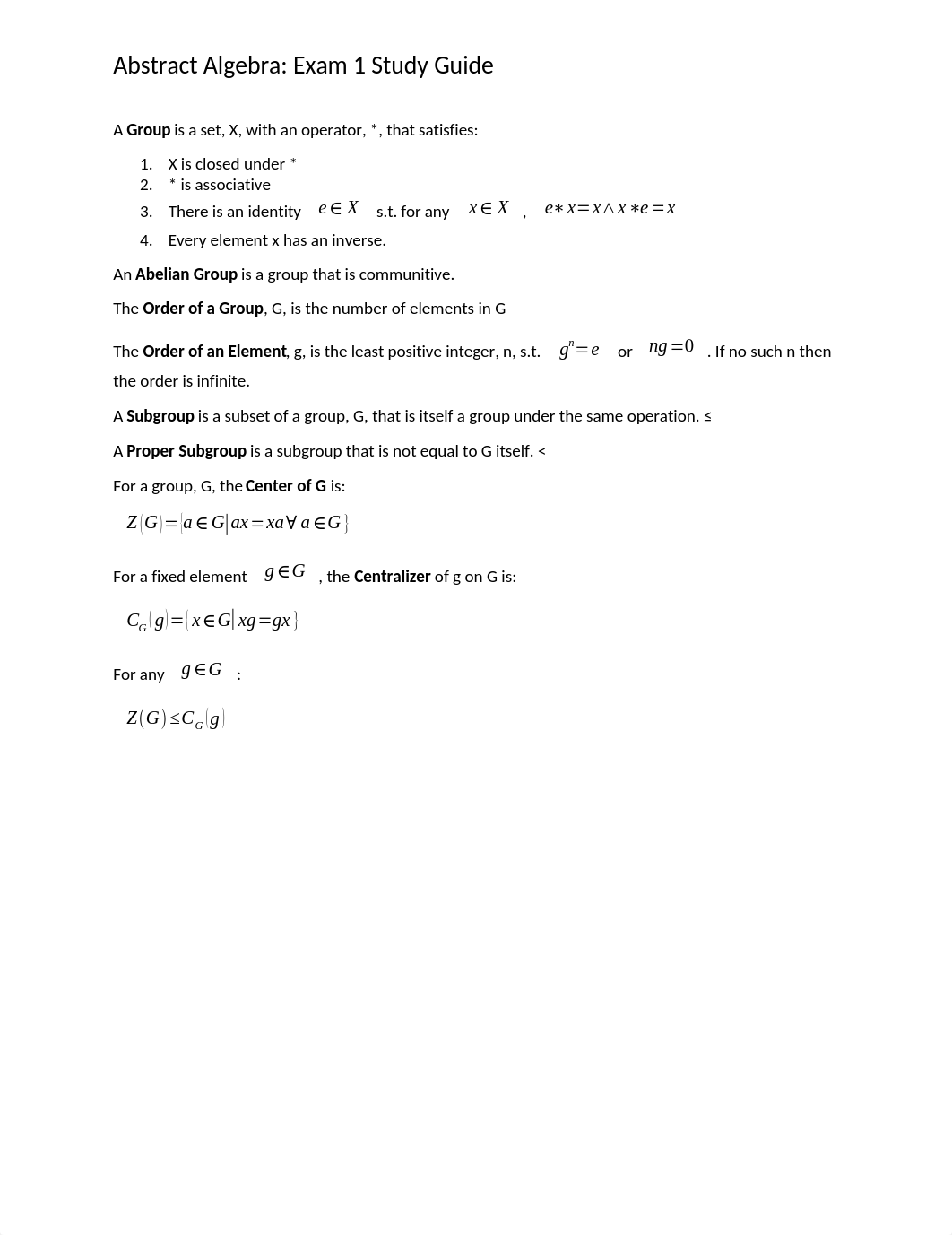 Abstract Algebra Exam 1 Study Guide_d8fbnhdag72_page1