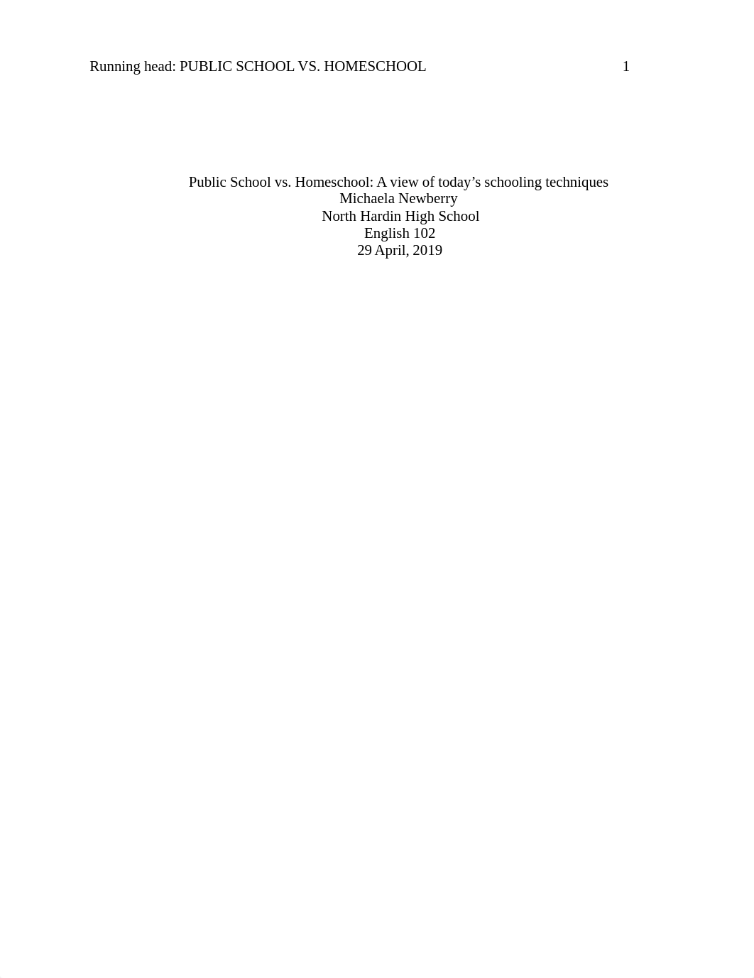 Compare and Contrast_ Public School vs. Homeschool- Final Draft.docx_d8fcneyt7bs_page1