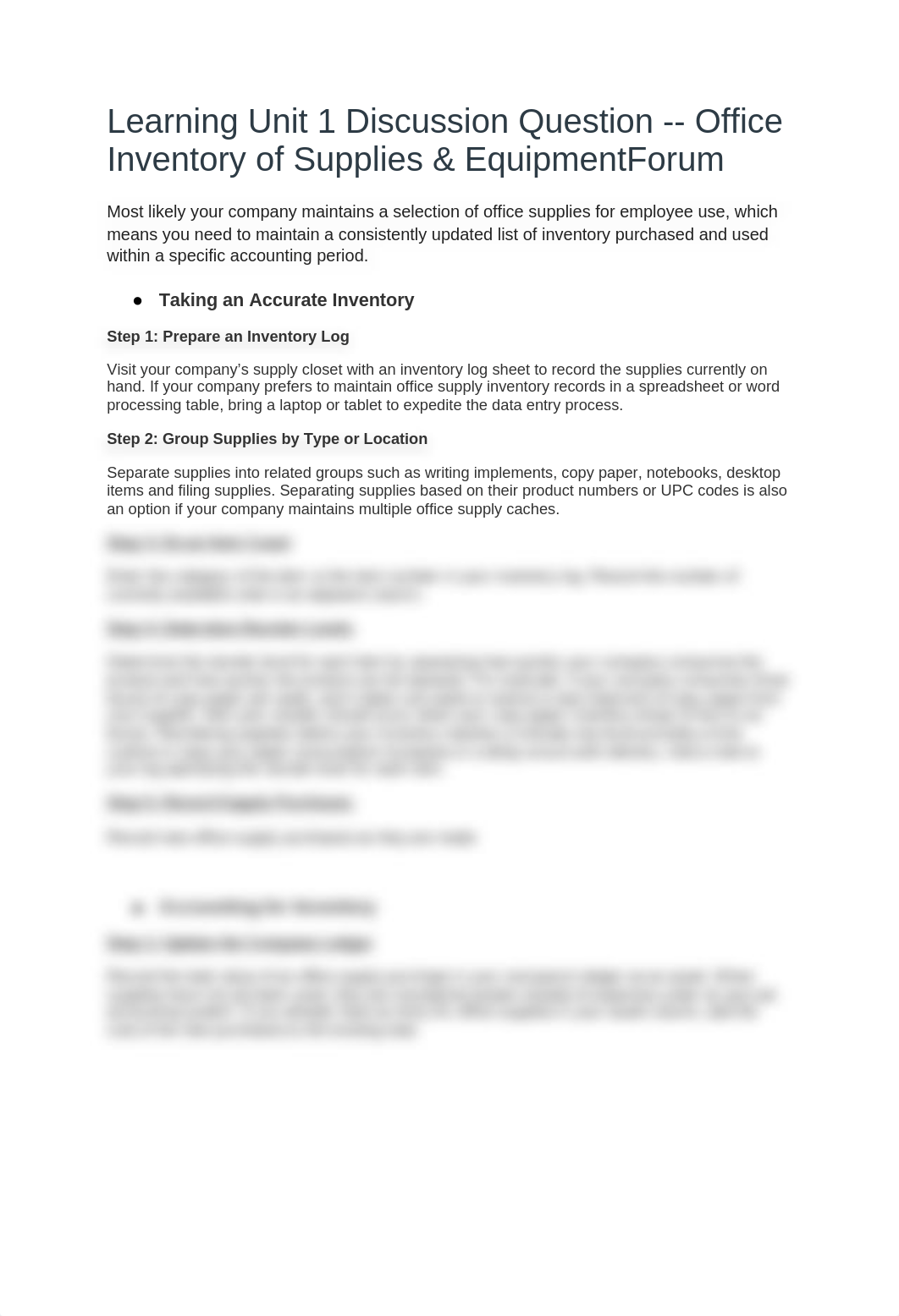 Learning Unit 1 Discussion Question -- Office Inventory of Supplies & EquipmentForum.docx_d8fgco2umzk_page1