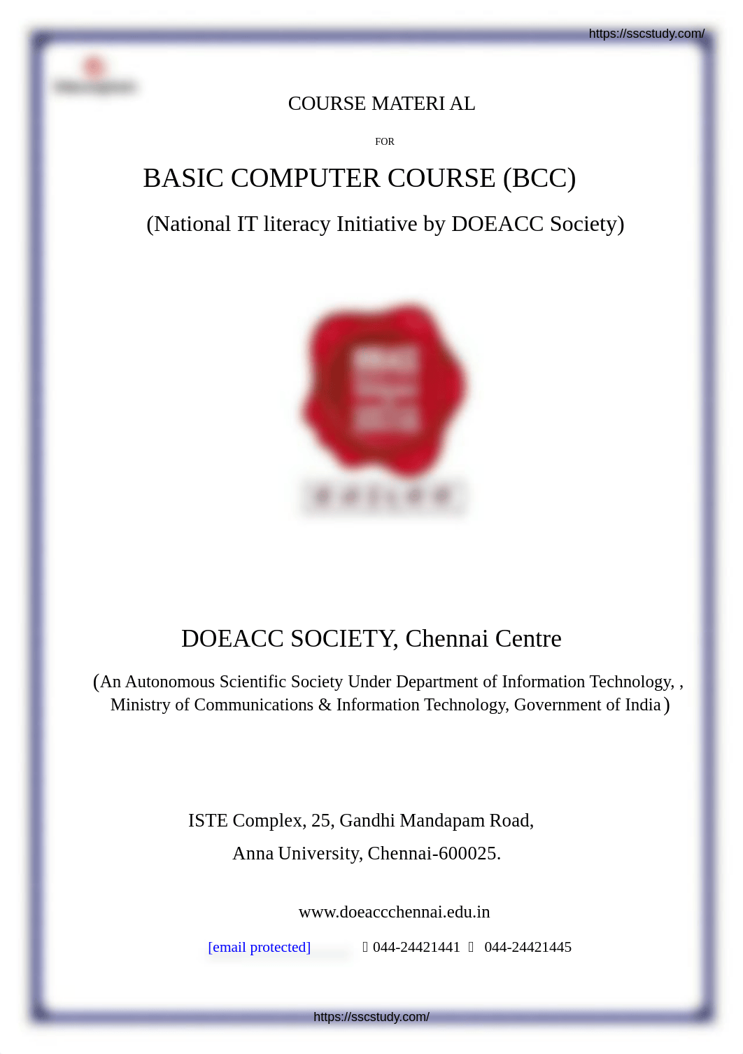 NIELIT Basic Computer Course bccsm [sscstudy.com].pdf_d8gnc5vfcbd_page1