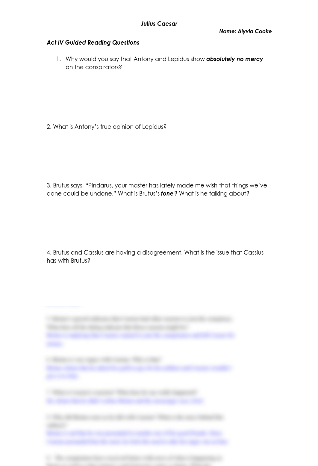 Alyvia Cooke - English 10 - Julius Caesar Act IV Guided Reading Questions BAC_d8gof76xjik_page1