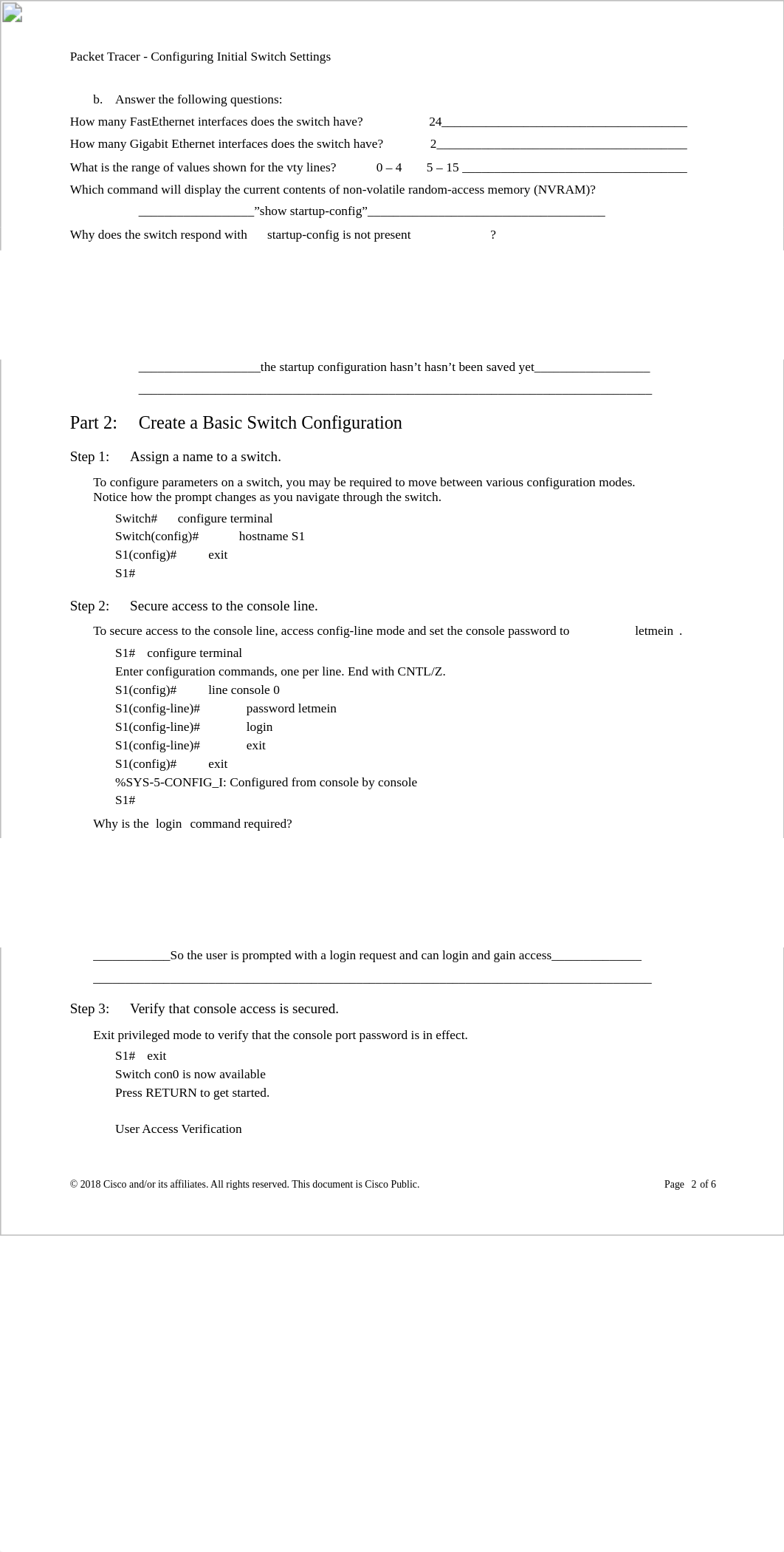 (complete)2.2.3.4 Packet Tracer - Configuring Initial Switch Settings.docx_d8hncl495jt_page2
