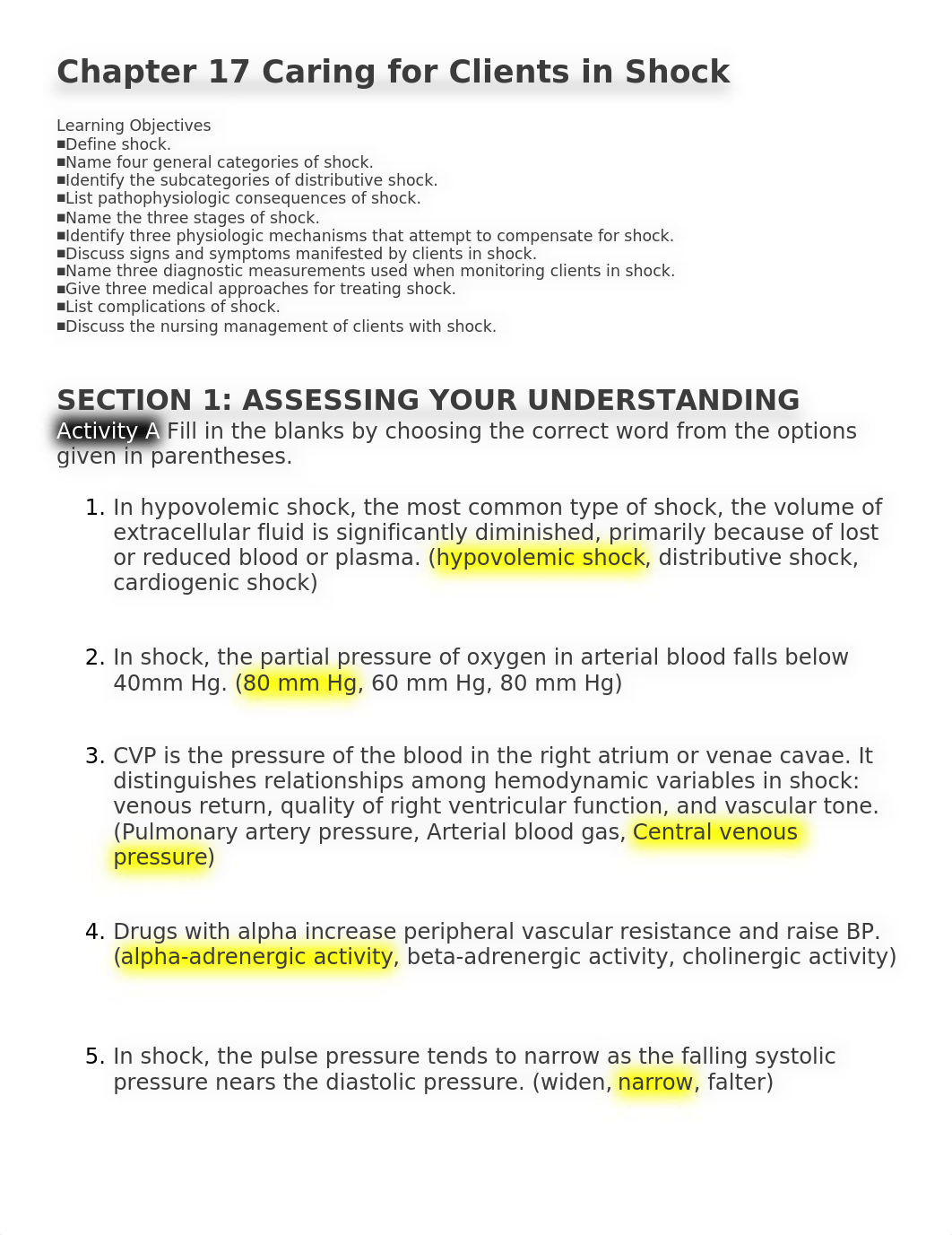 Chapter 17 Caring for Clients in Shock ashleys.docx_d8hsewyjcy7_page1