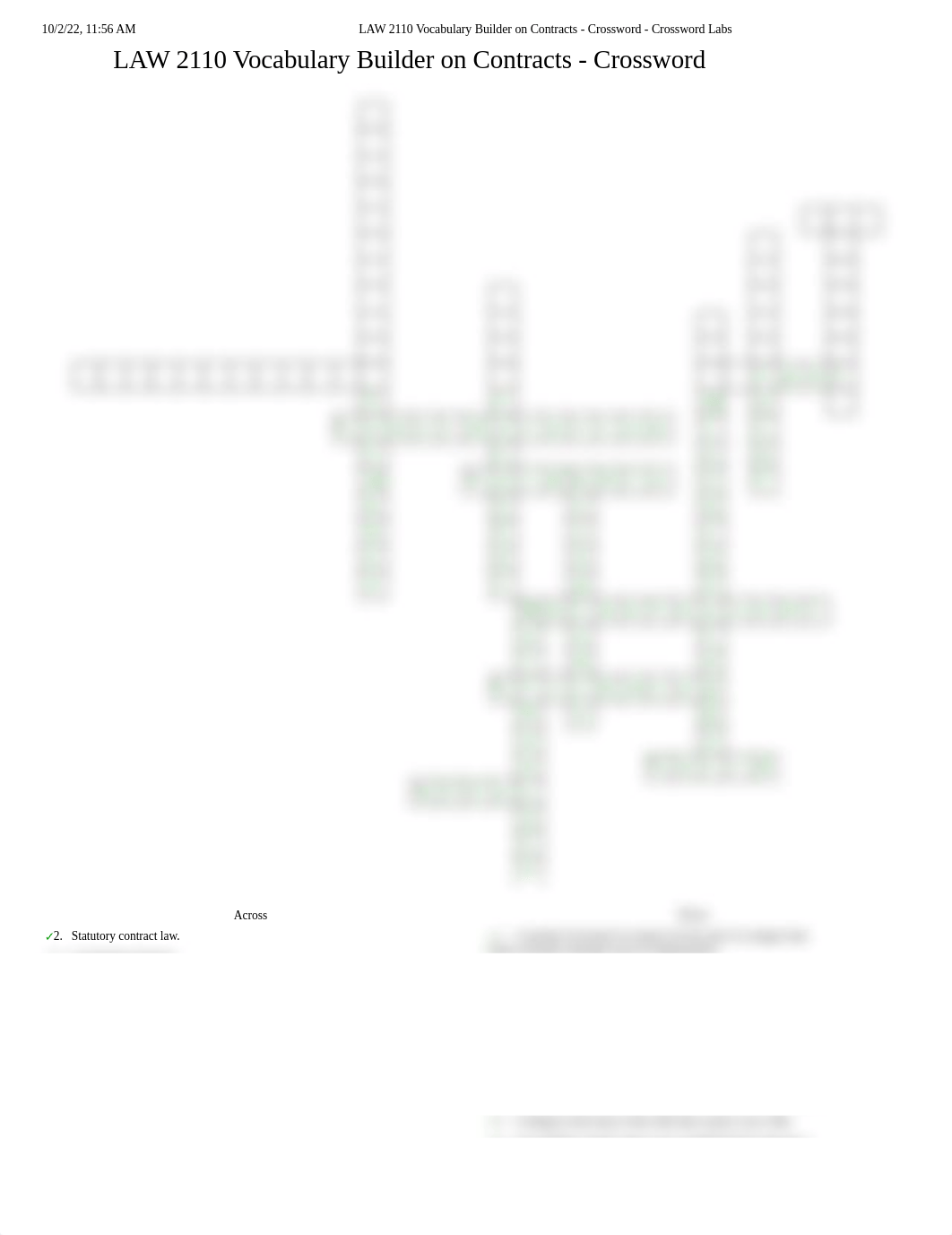 LAW 2110 Vocabulary Builder on Contracts - Crossword - Crossword Labs.pdf_d8hypb2lmim_page1