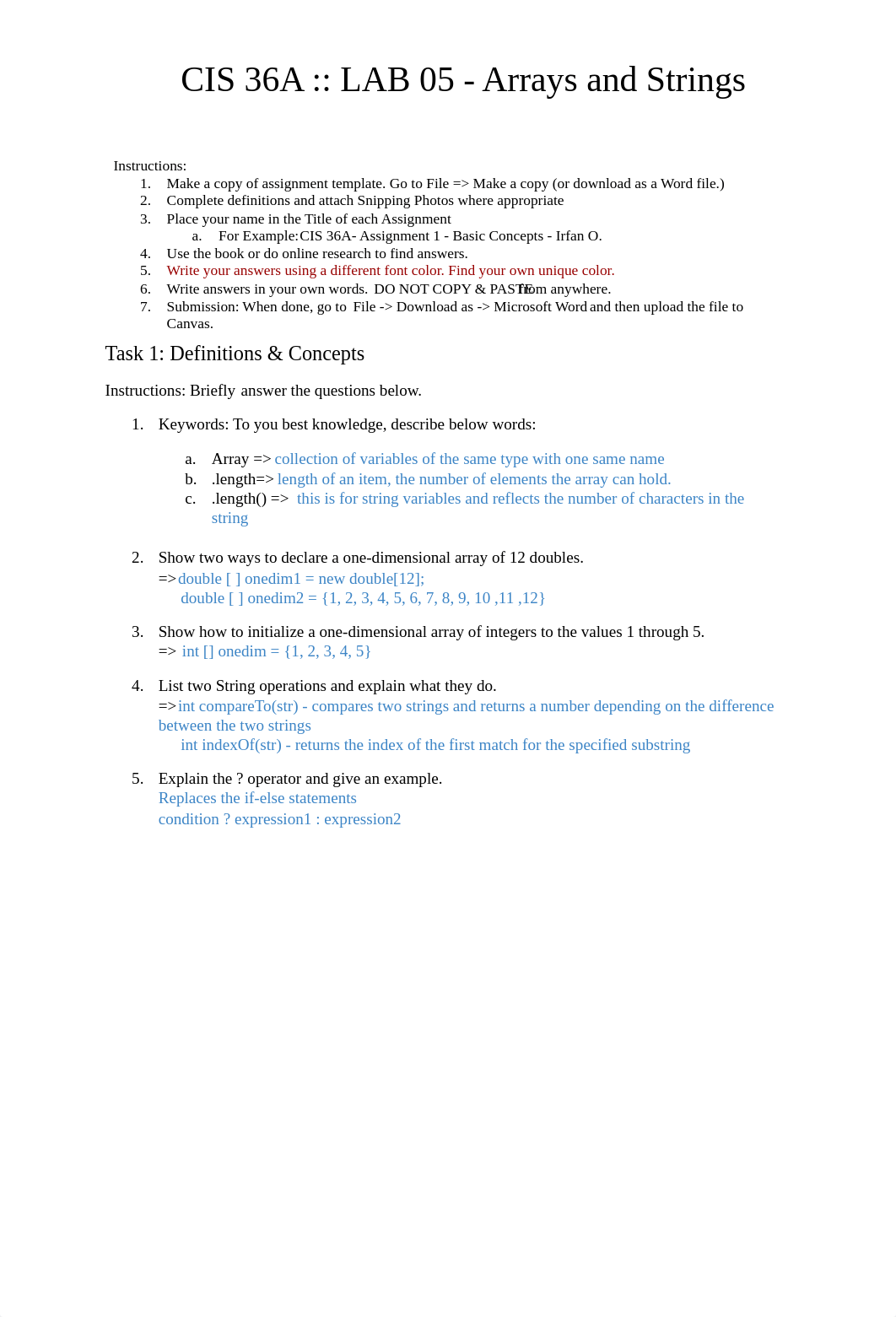 CIS 36A - Lab 05 - Arrays.pdf_d8ibq8ihm9s_page1