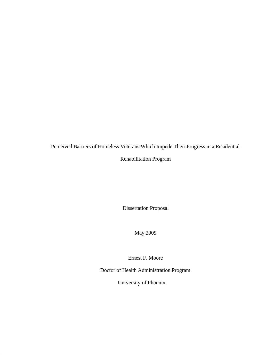 Perceived Barriers of Homeless Veterans Which Impede Their Progress in a Residential Rehabilitation_d8jwityk34q_page1